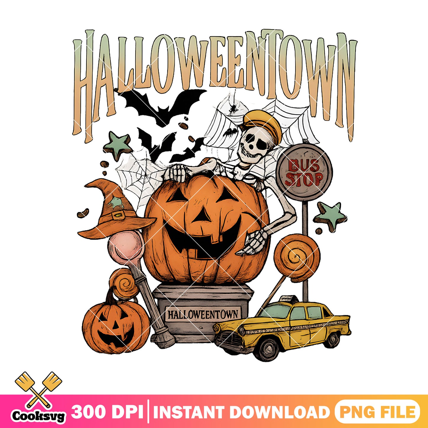 Halloweentown skeleton png, pumpkin halloween png, skeleton pumpkin png
