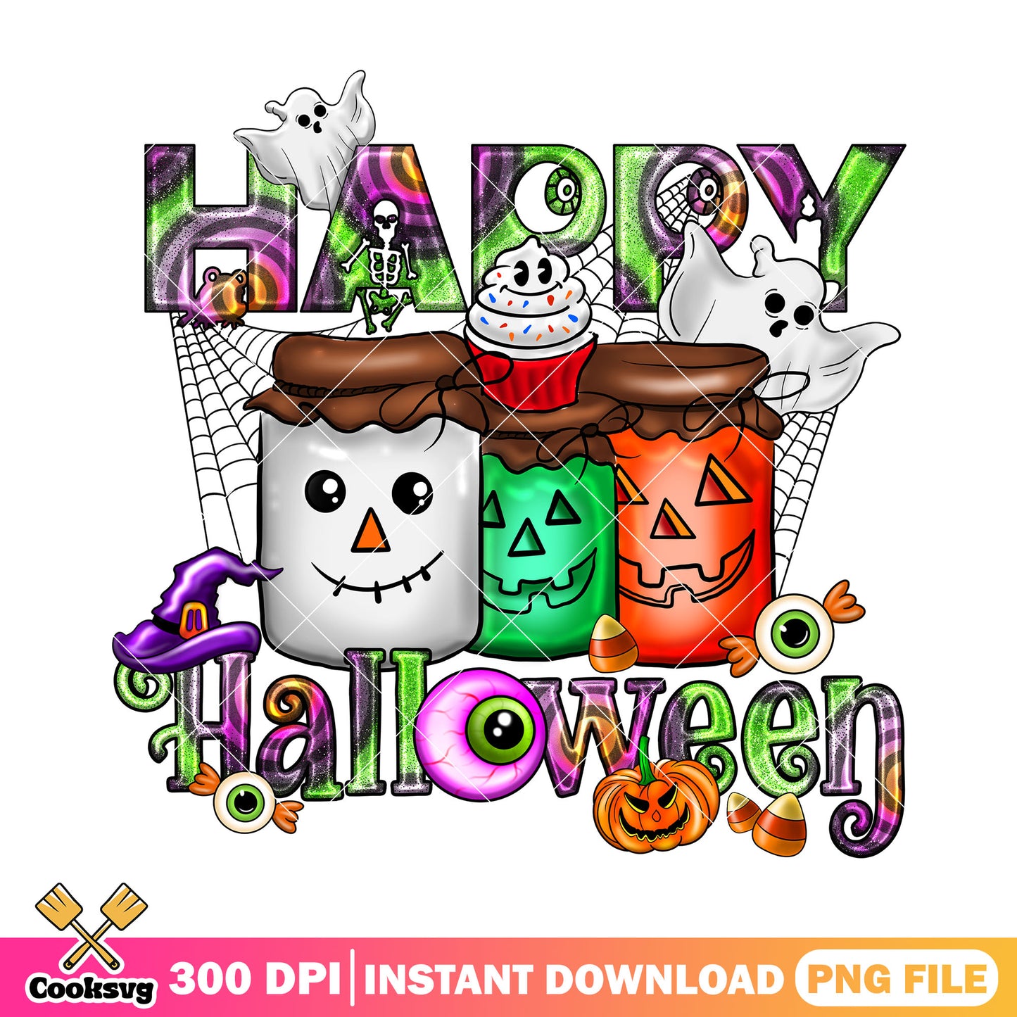 Happy halloween design png, colors font png, halloween day png