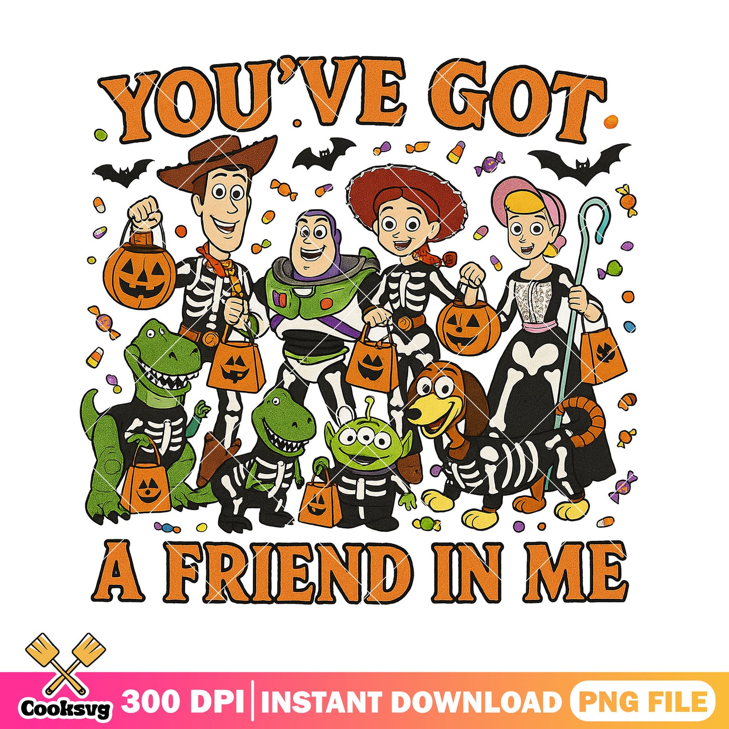 Happy halloween with toys png, halloween party png, toy story png