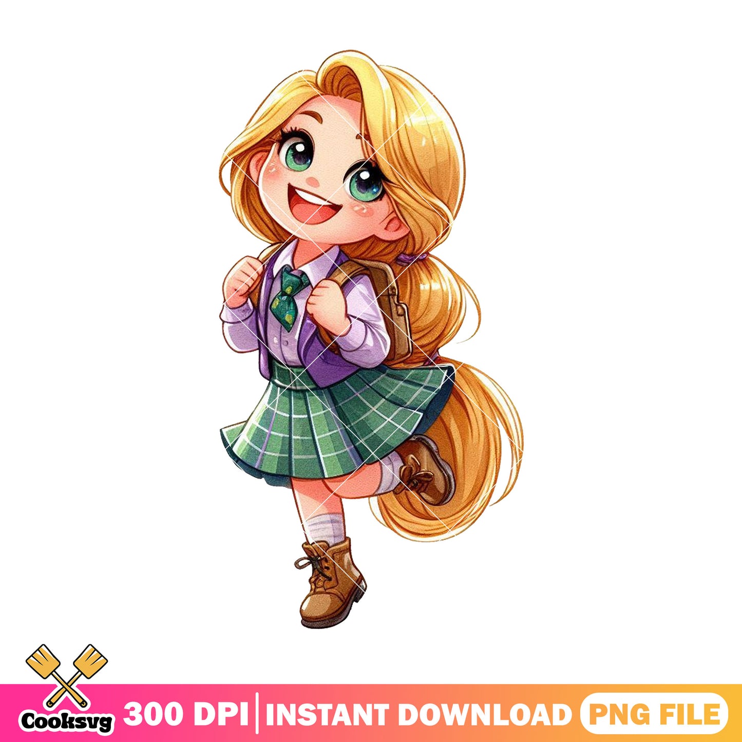 Happy rapunzel design png, happy back to school png, rapunzel art png