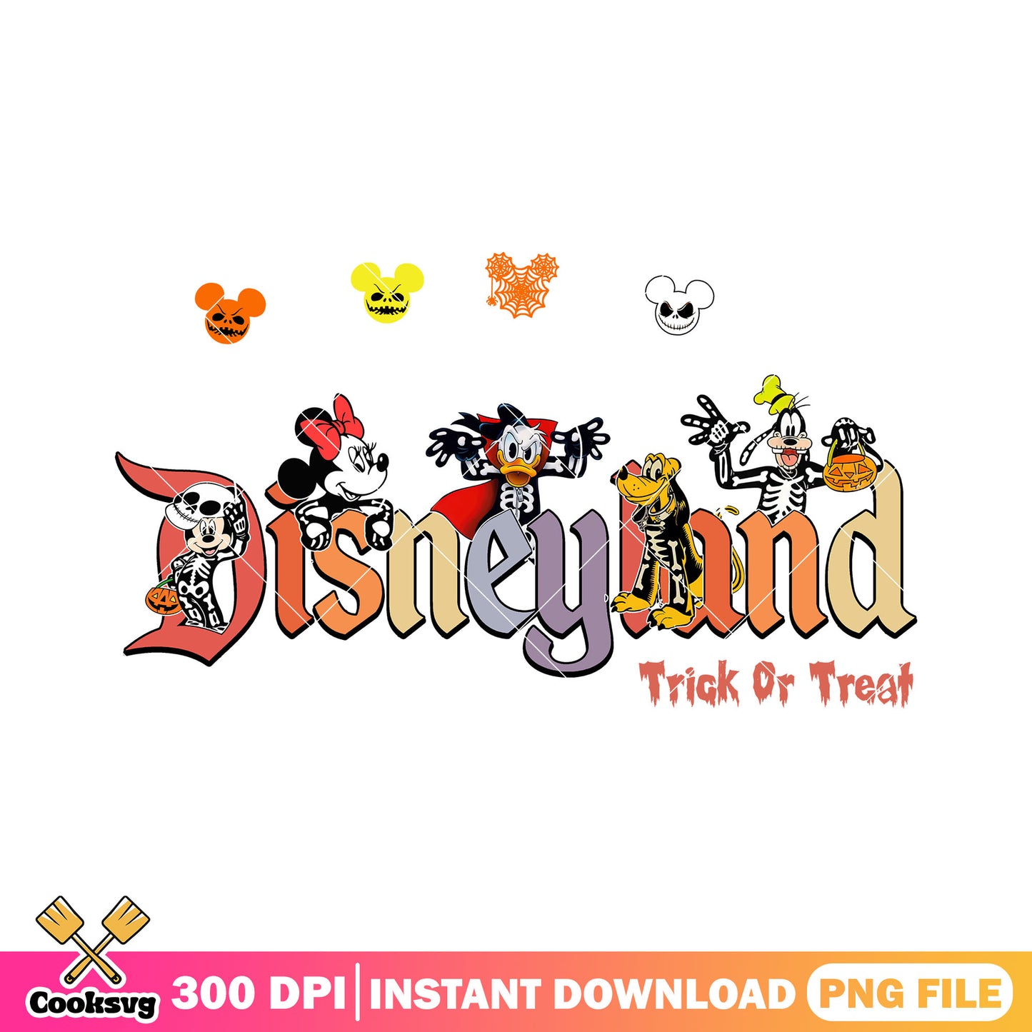 Happy trick or treat png, disney characters png, happy halloween png