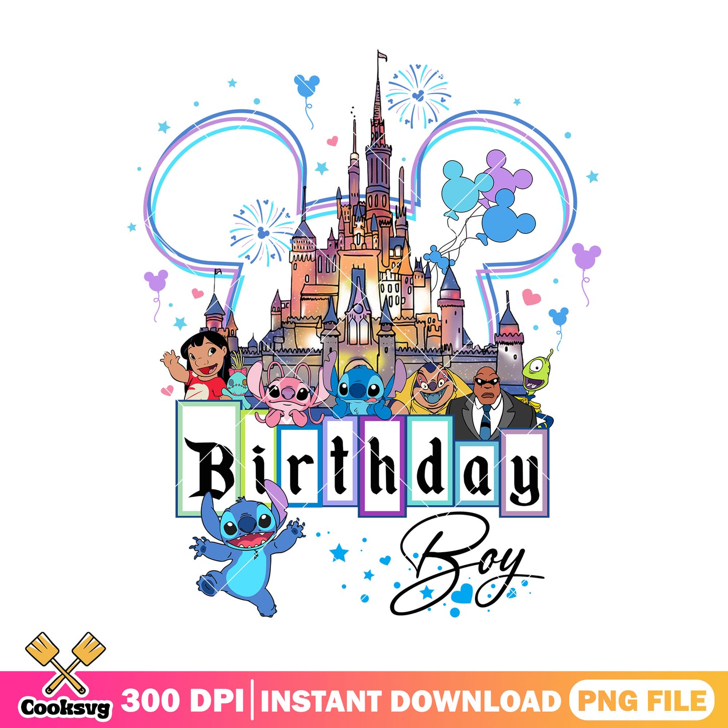 Head mickey birthday boy stitch png, stitch birthday png, disney head png