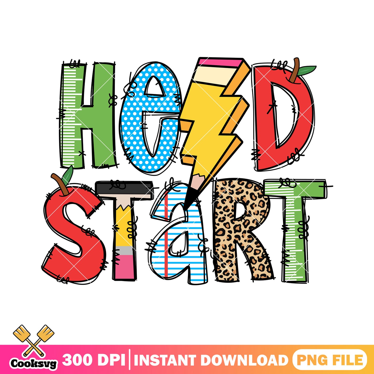 Head start design png, back to school art png, art font png