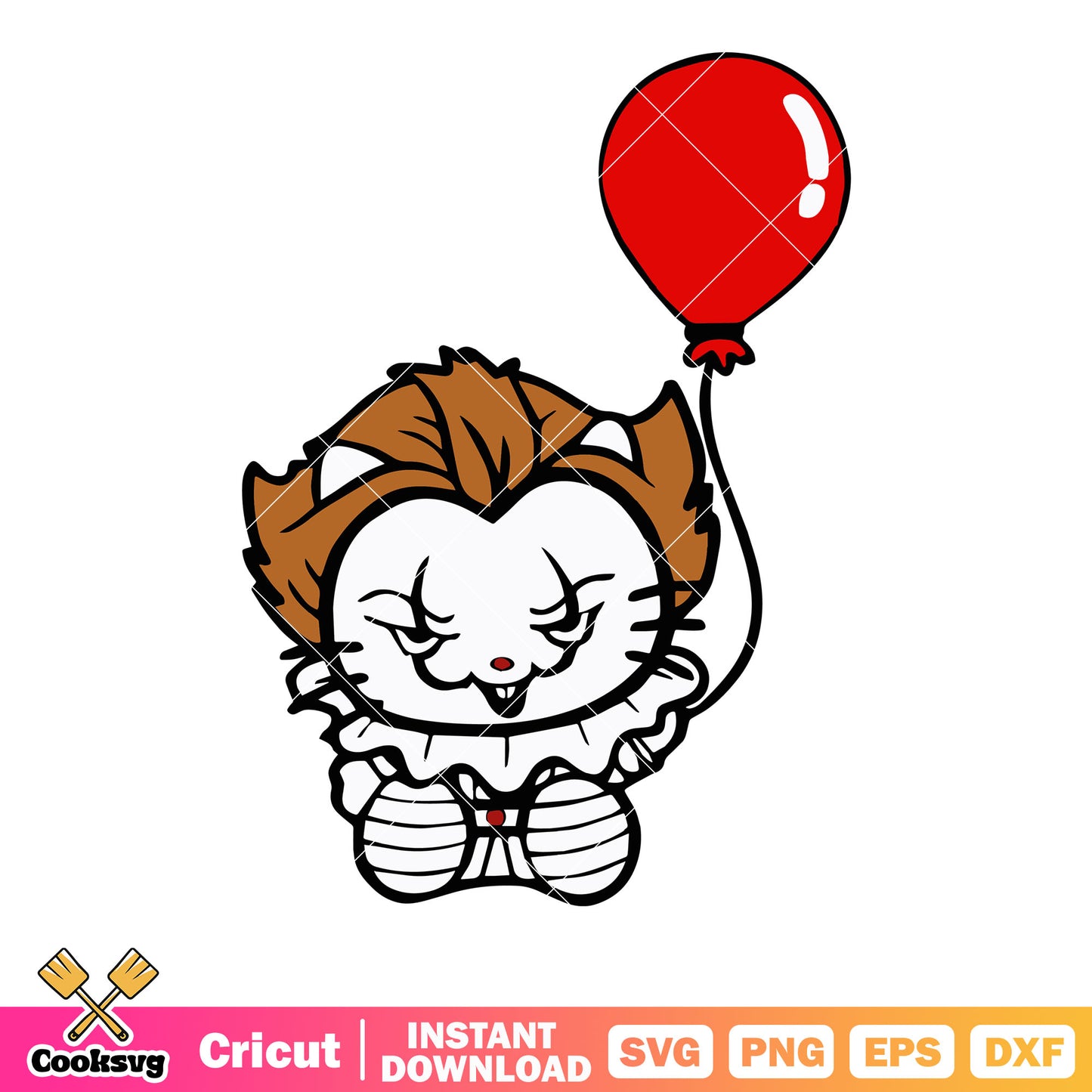 Hello Kitty Pennywise costume svg, hello kitty costume svg