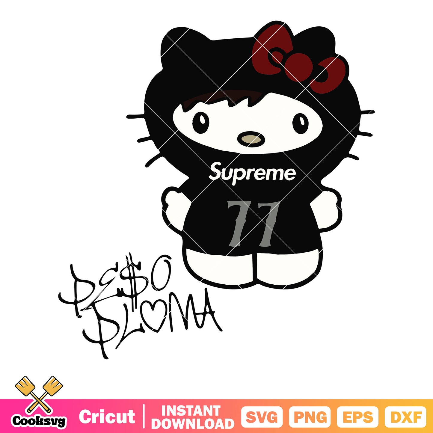Hello Kitty PesoPluma supreme svg, hello kitty cat svg, kitty cat svg