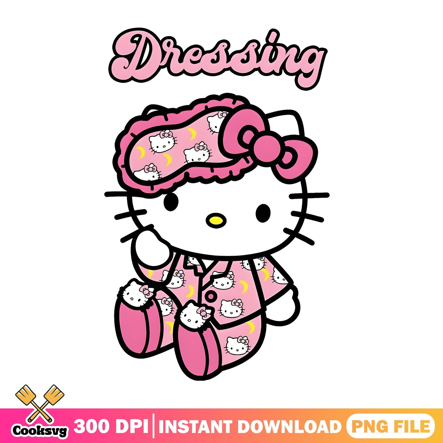 Hello Kitty Dressing Pajamas PNG, Sanrio PNG, Cute Kitty PNG