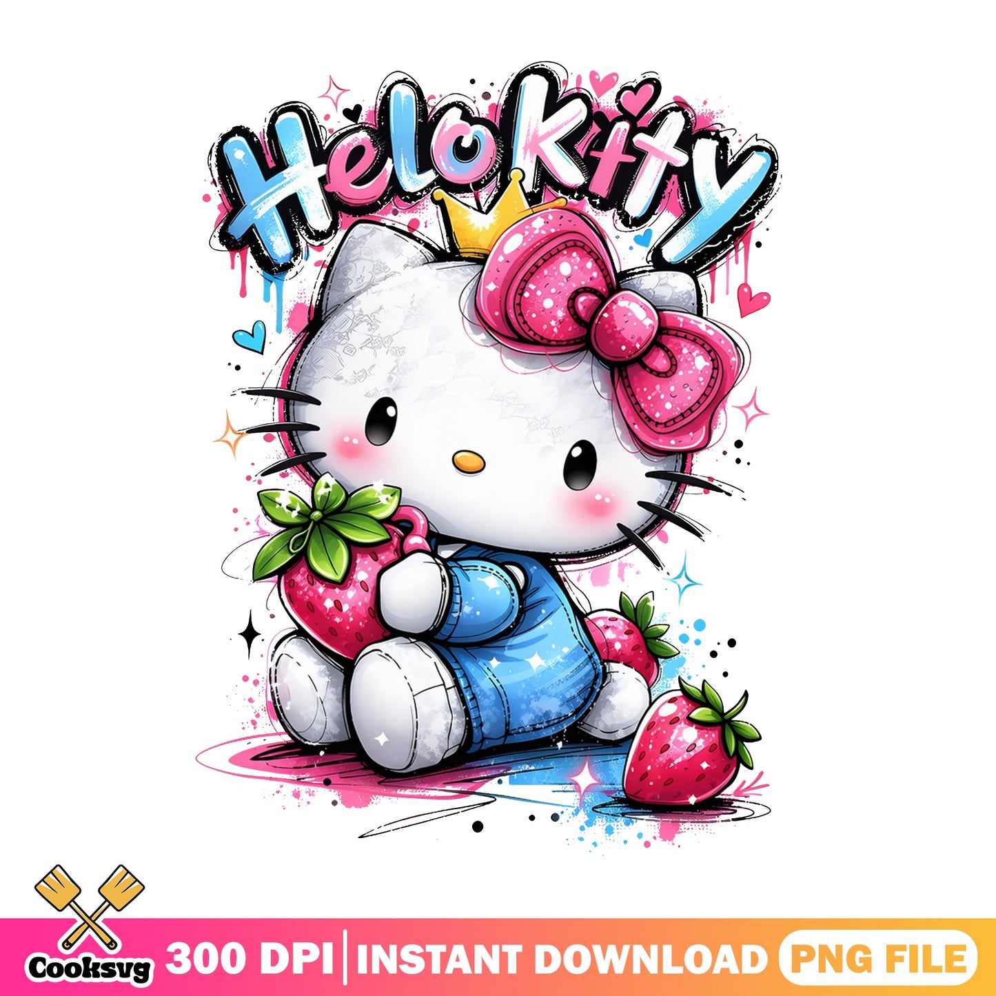 Hello Kitty Strawberry Graffiti PNG, Sanrio PNG, Cute Kitty PNG