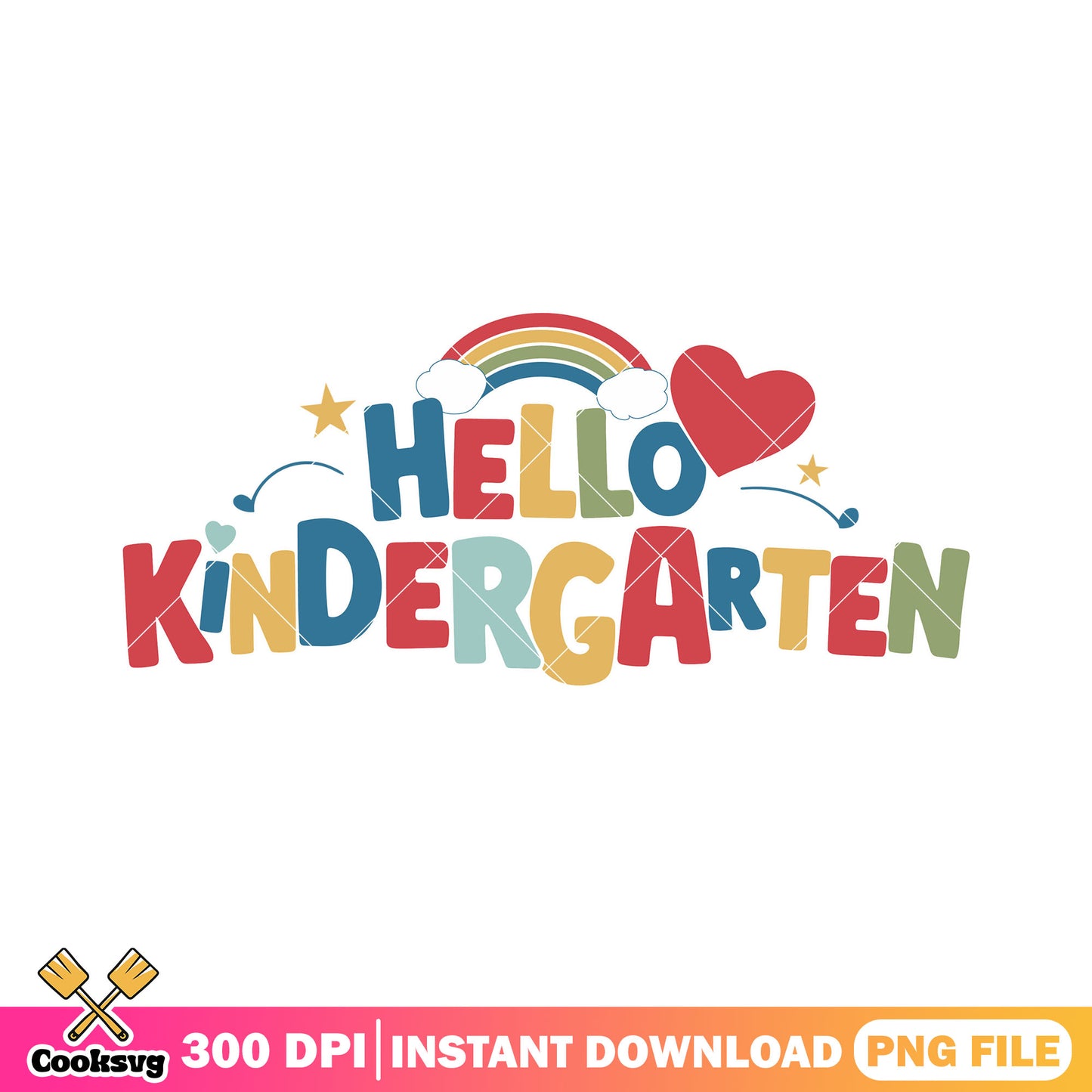 Hello kindergarten png, rainbow png, welcome back to school png