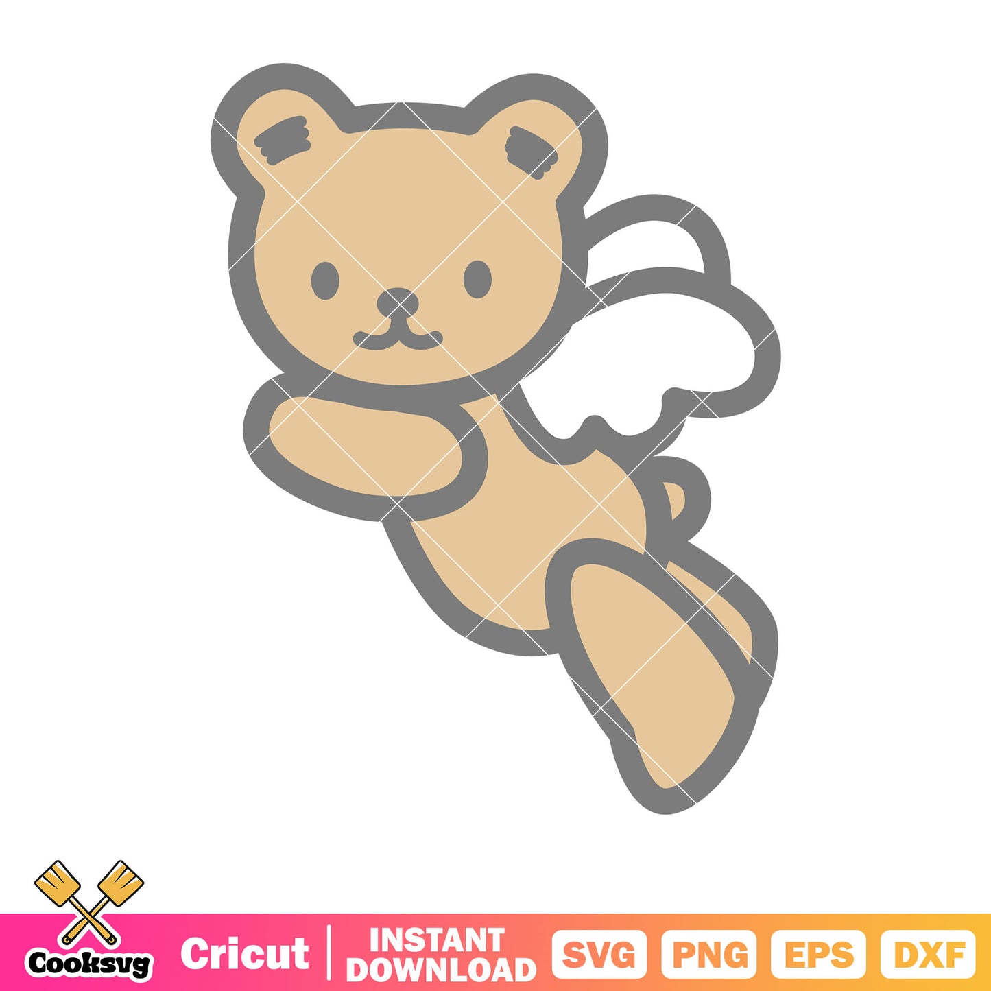 Hello kitty angel teddy bear svg file, hello kitty care bear svg