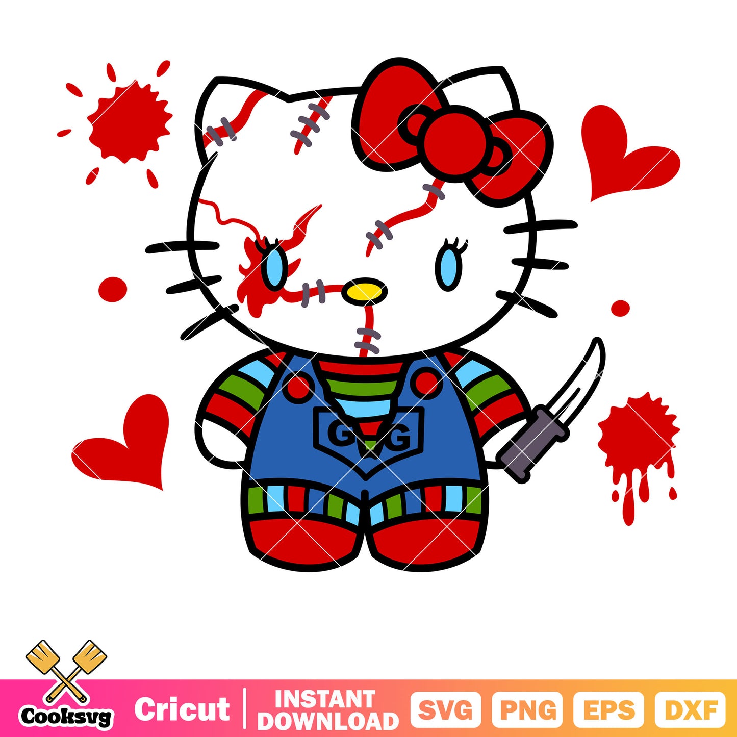 Hello kitty chucky horror svg, hello kitty horror, sanrio svg