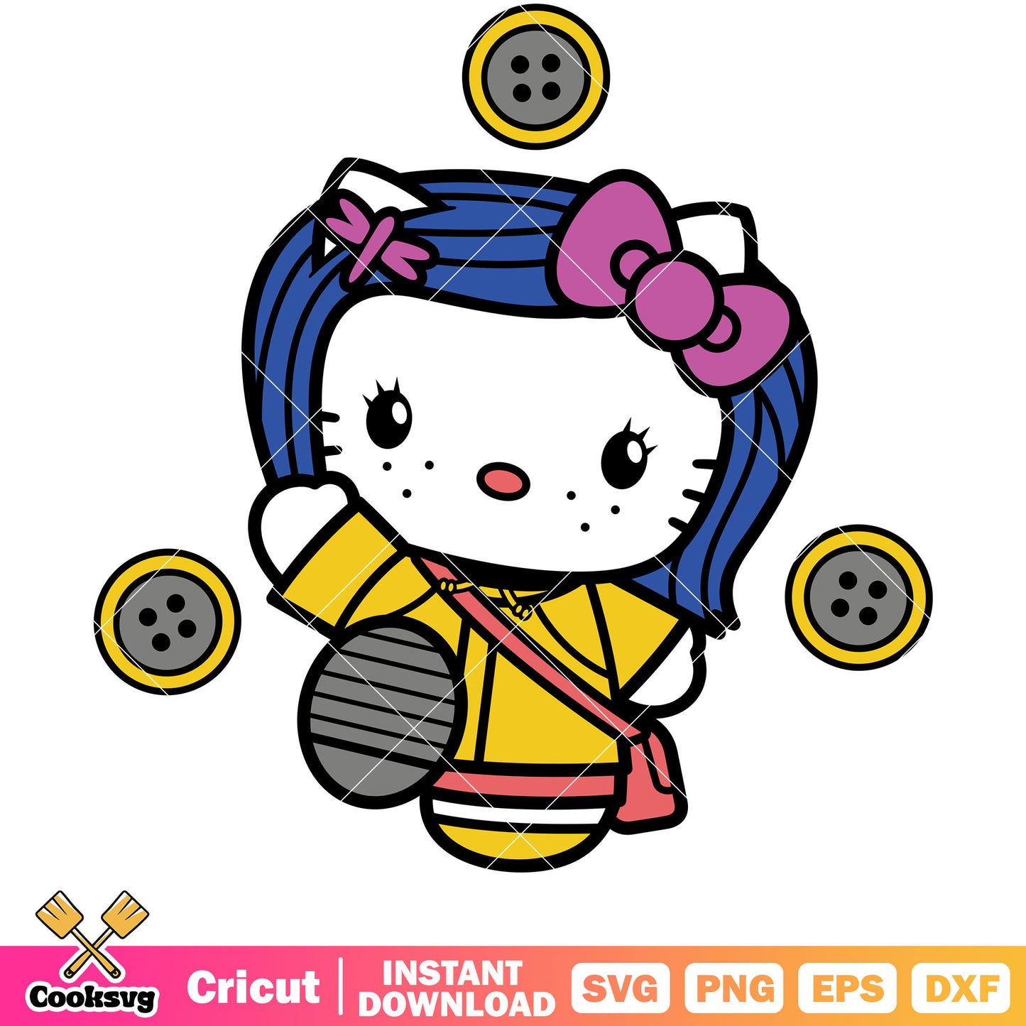 Hello kitty coraline design svg, hello kitty svg, coraline svg