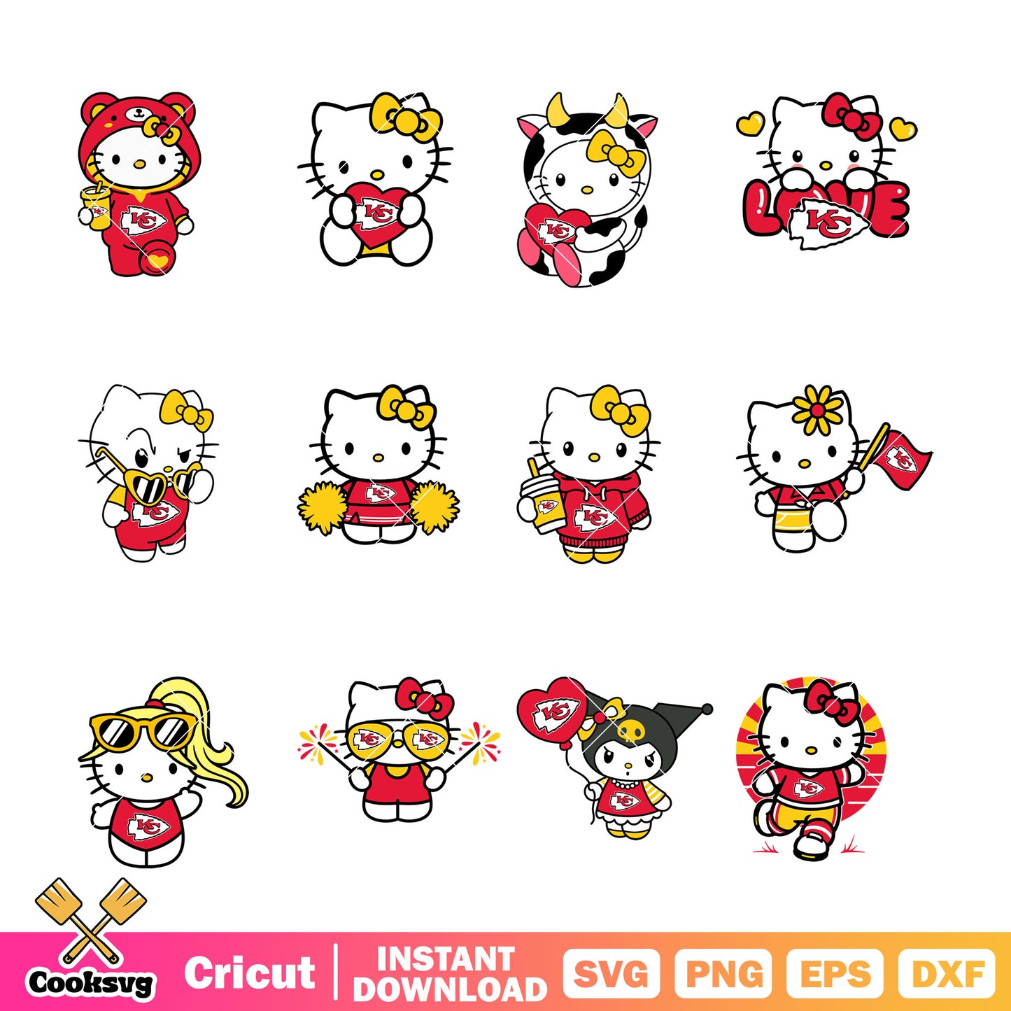 Hello kitty kansas city chiefs bundle svg