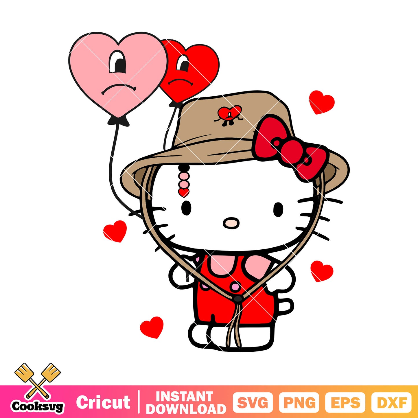 Hello kitty love valentine balloon svg, hello kitty valentine svg