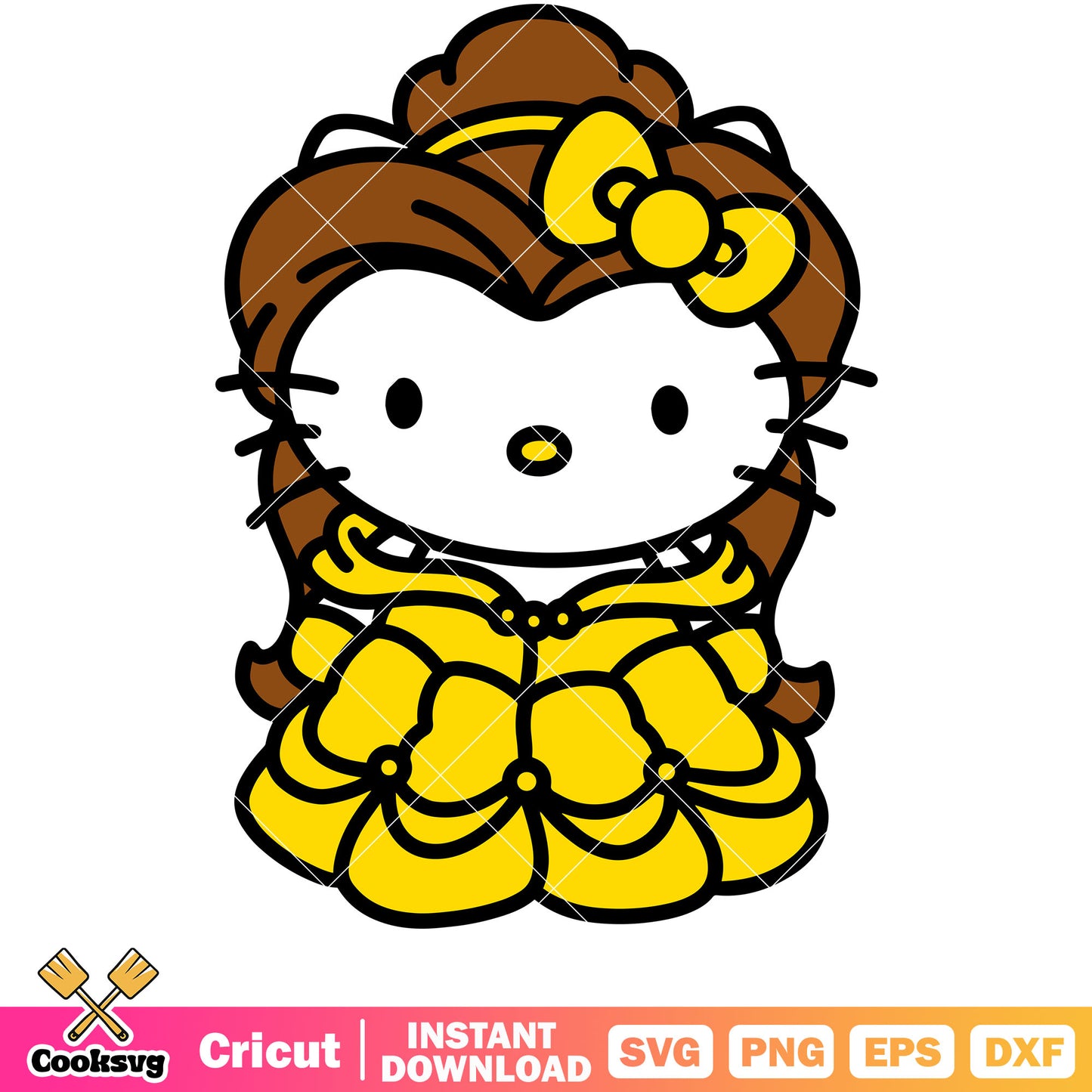 Hello kitty princess belle svg, hello kitty svg, disney belle svg