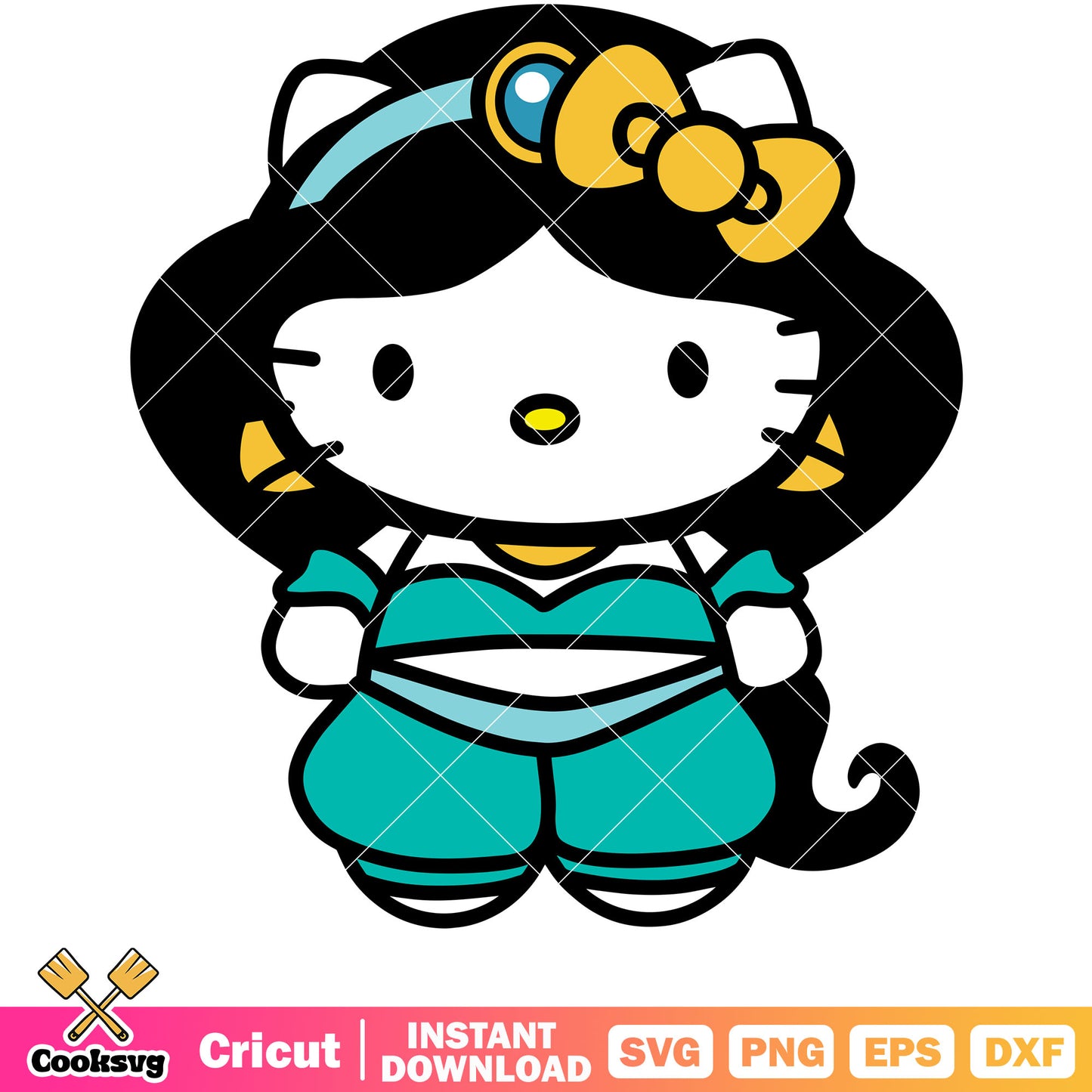 Hello kitty princess jasmine svg, hello kitty svg, jasmine svg