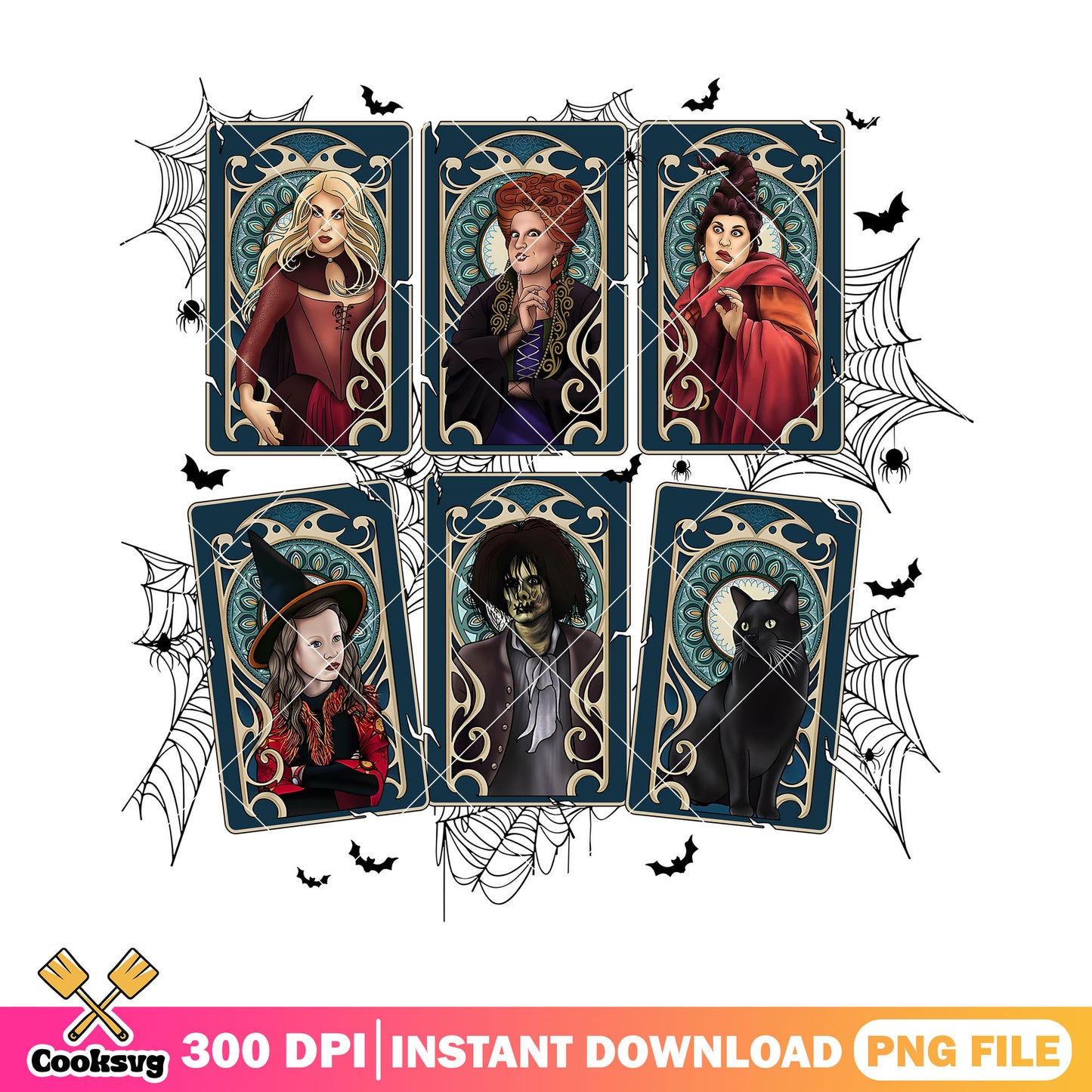 Hocus pocus wall art png, halloweern spirit png, art wall png