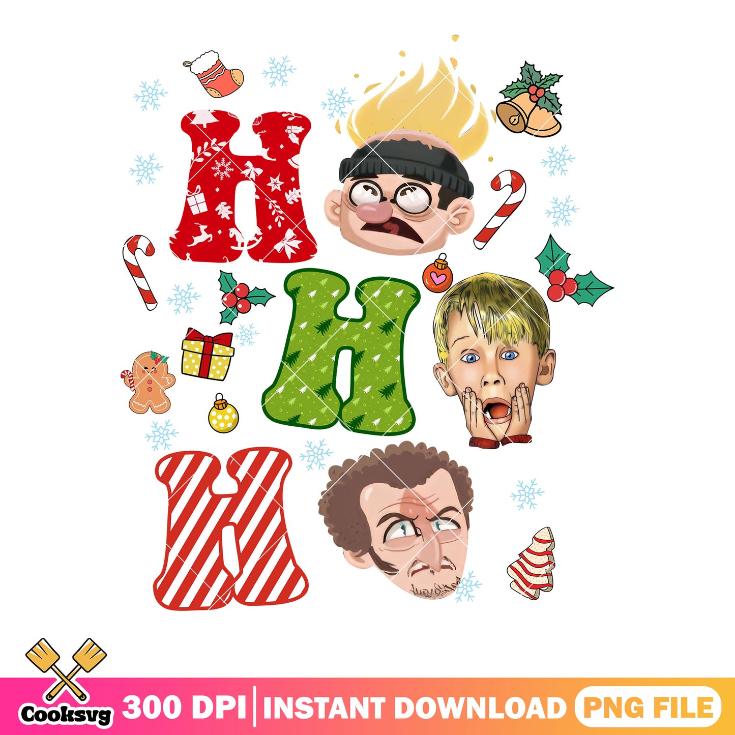 Ho ho ho home alone png, face design decor png, funny cartoon png