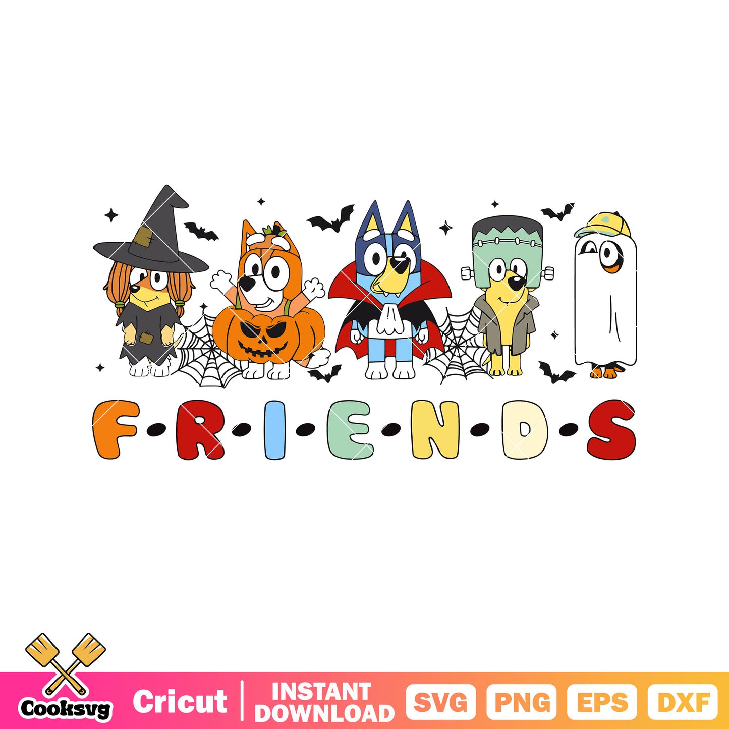 Horror halloween bluey friends svg, bluey balloons svg, bluey halloween svg