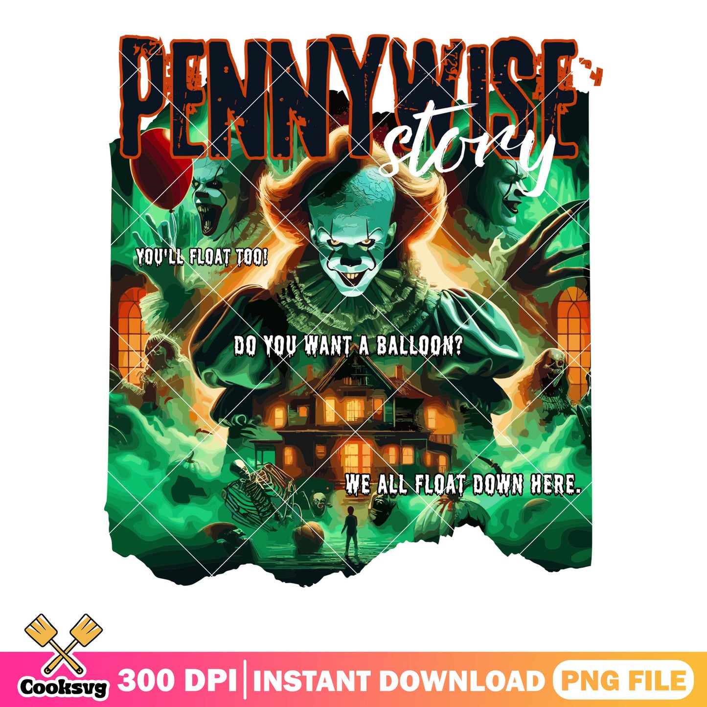 Horror halloween movie png, Sppoky house png, pennywise png