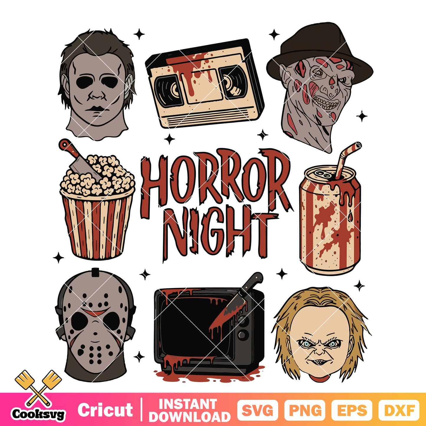 Horror movies night svg, horror movies svg, horror halloween svg