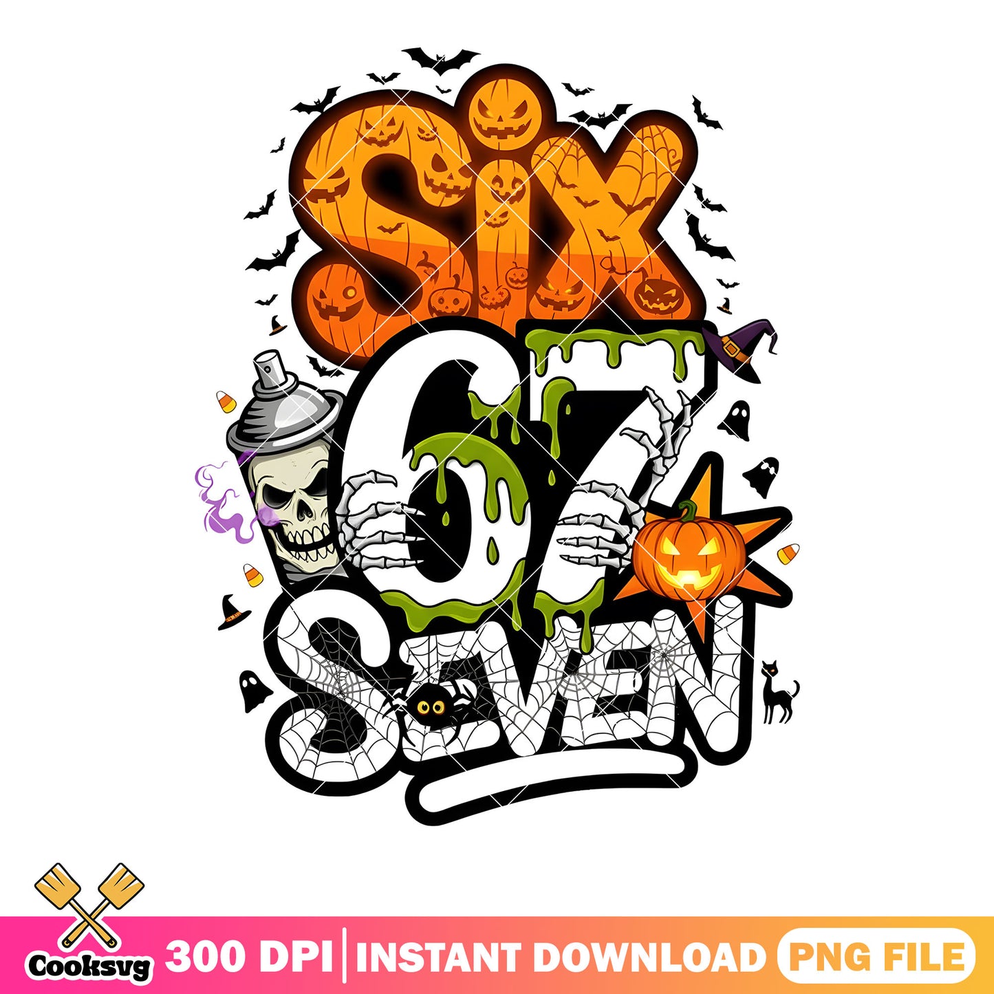Horror six seven png, six seven halloween png, 67 halloween png