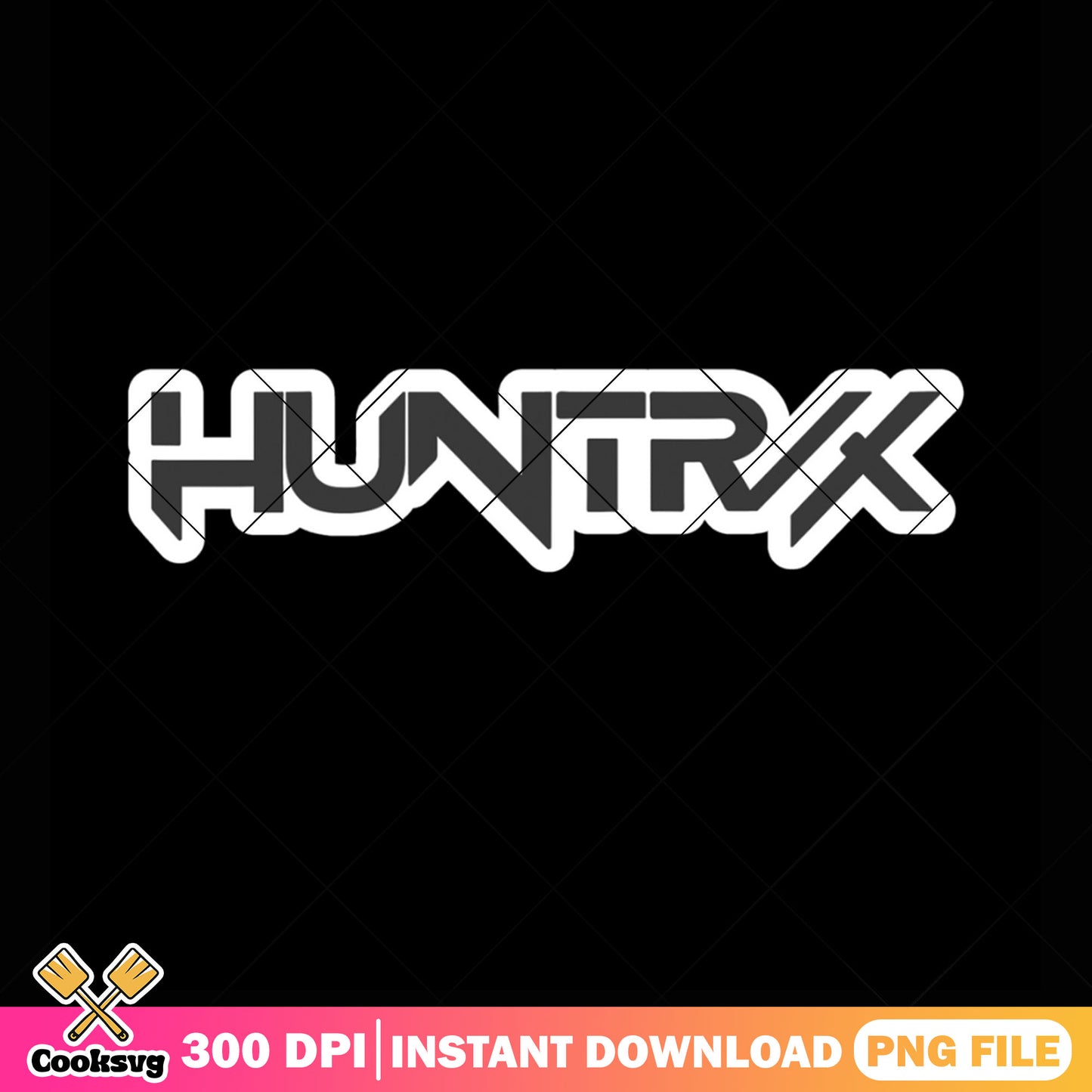 Huntrix black logo png sticker, huntrix band png, huntrix logo png