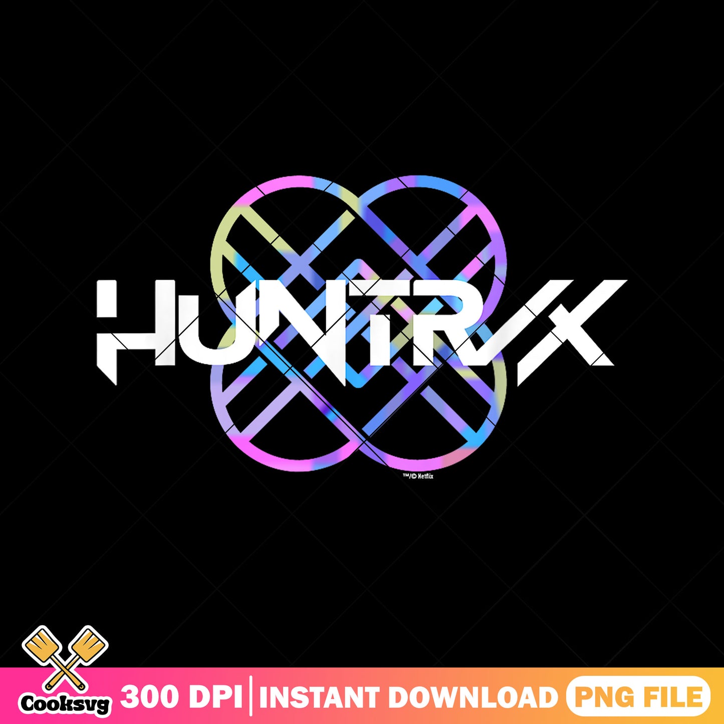 Huntrix colorful logo png, huntrix logo png, kpop hunters png