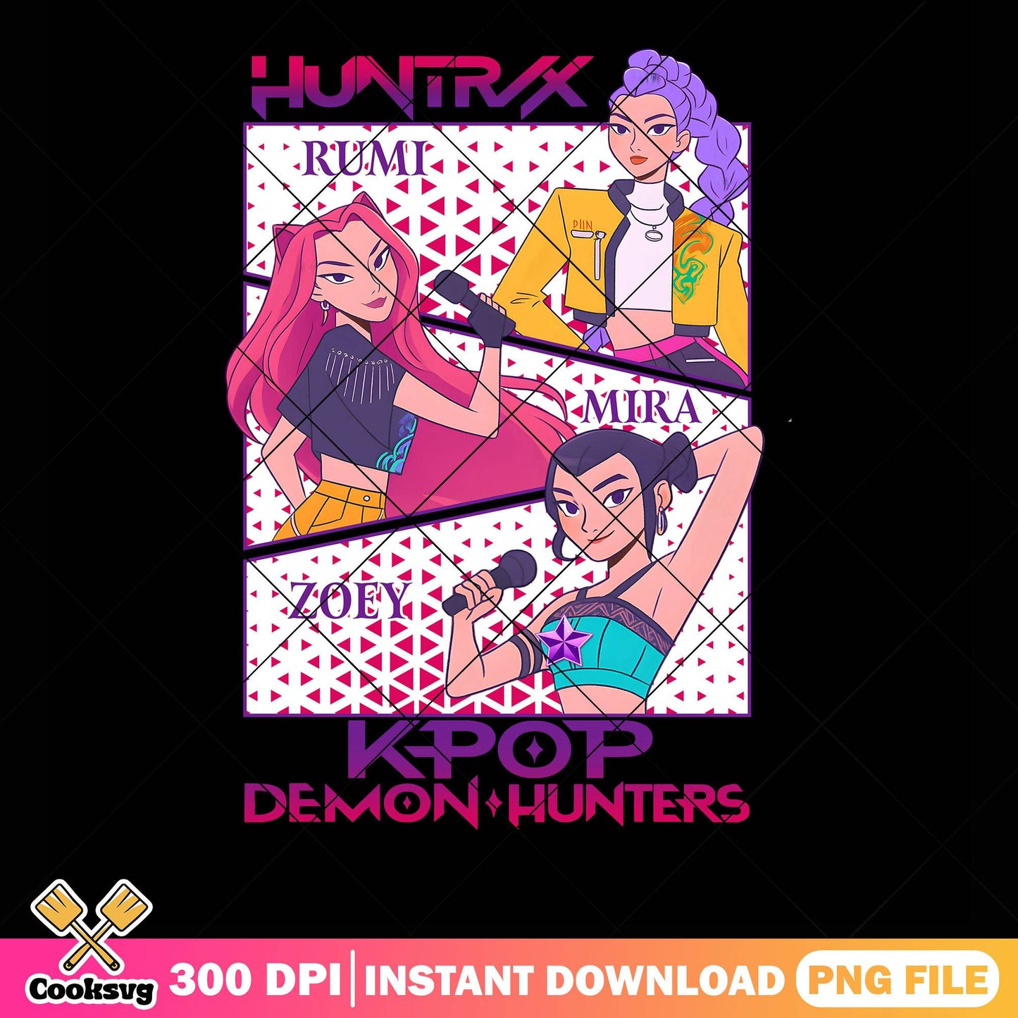 Huntrix member name png, huntrix member png, kpop huntrix png