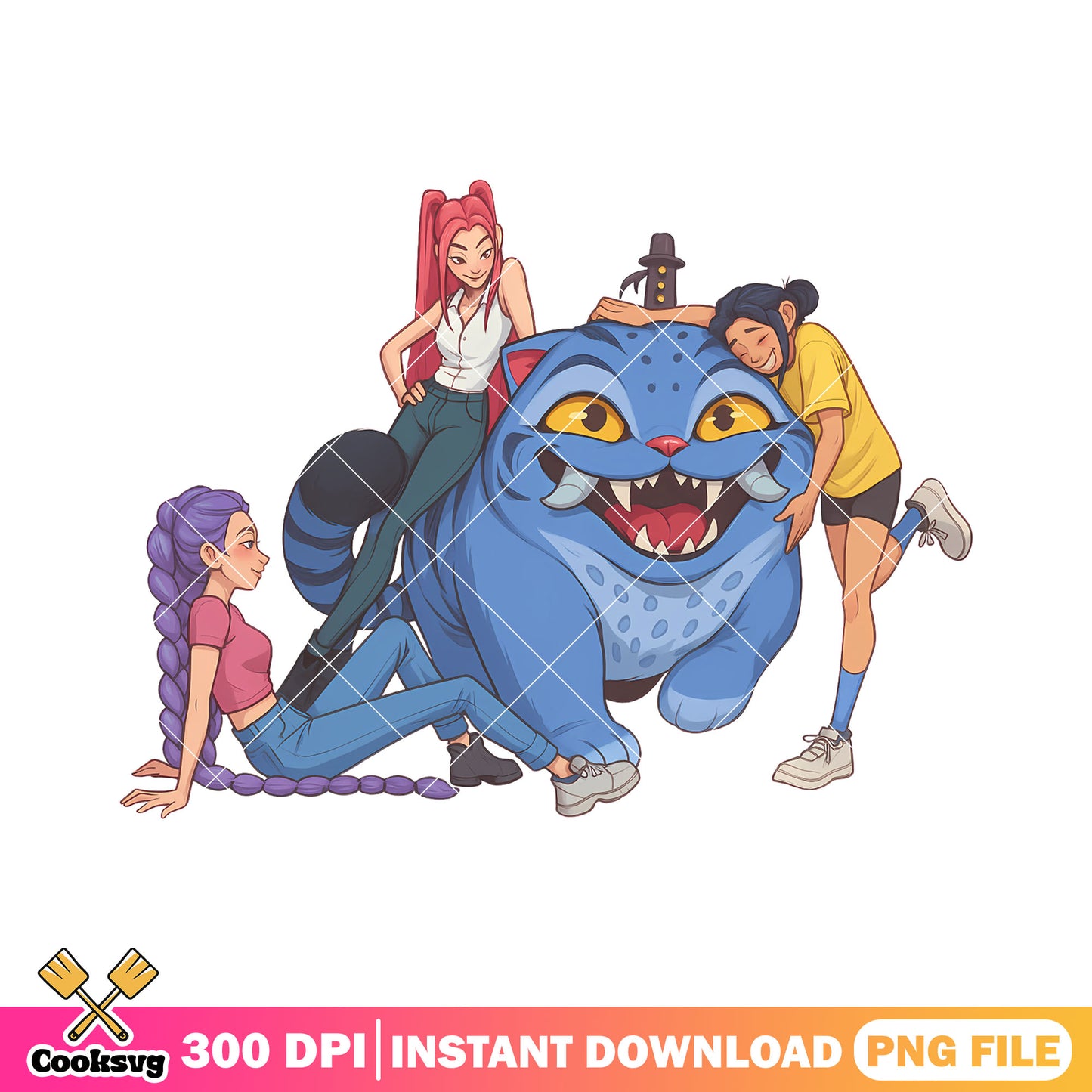 Huntrix playing with derpy png, derpy huntrix png, derpy tiger png