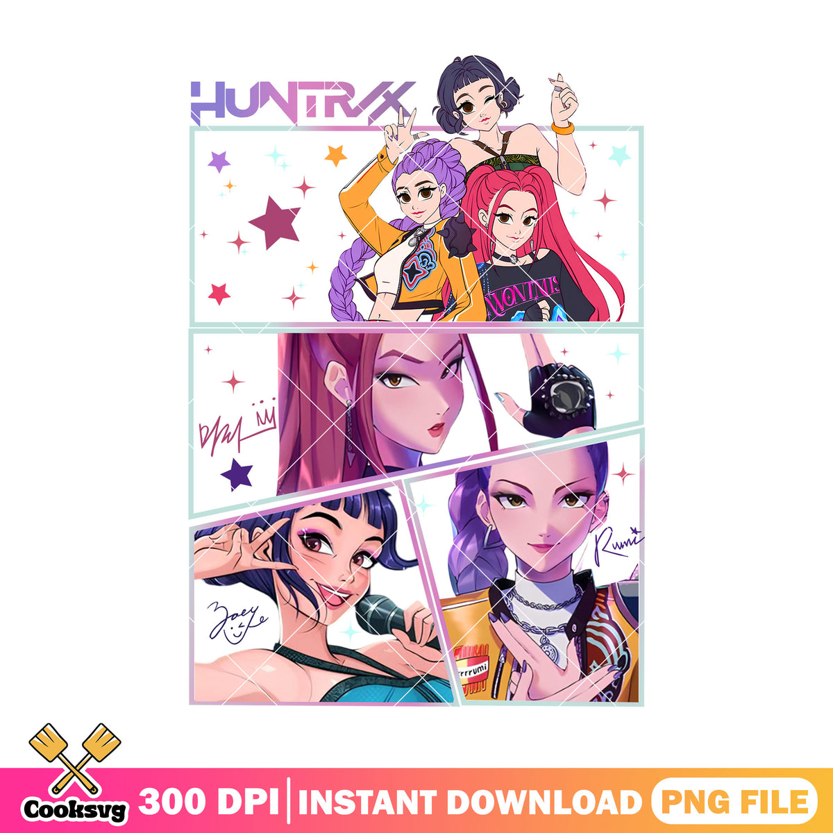 Huntrix sign perform night png, huntrix song png, kpop hunters png