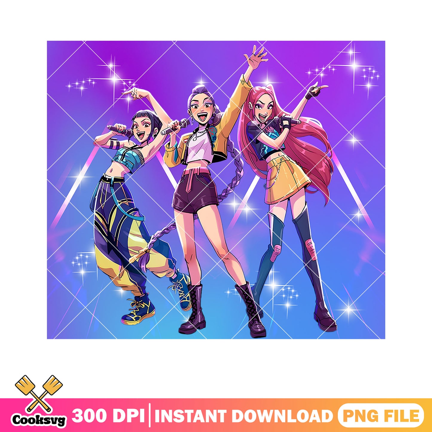 Huntrix stage performance logo png, kpop huntrix stage png, anime png