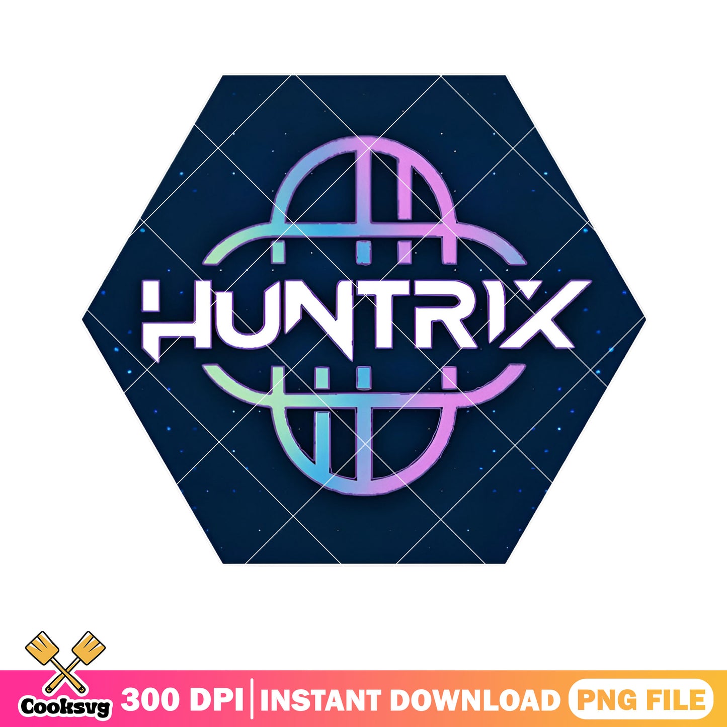 Huntrix vibrant logo space png, kpop demon hunters png, huntrix logo png