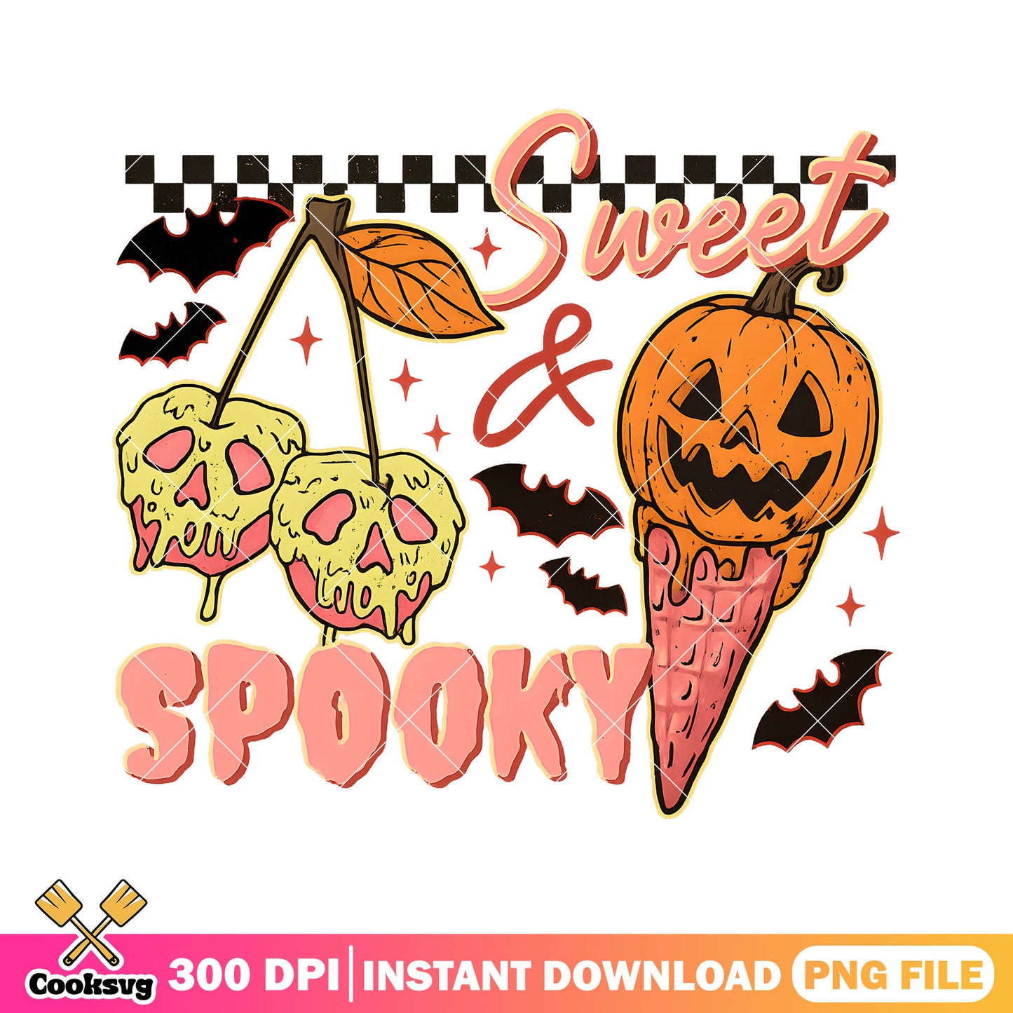 Ice cream sweet spooky png, halloween pumpkin png, sweet spooky png