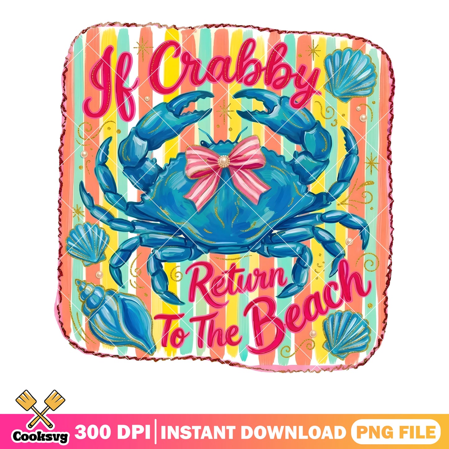 If crabby return to the beach png, beach vibes png, summer vibes png