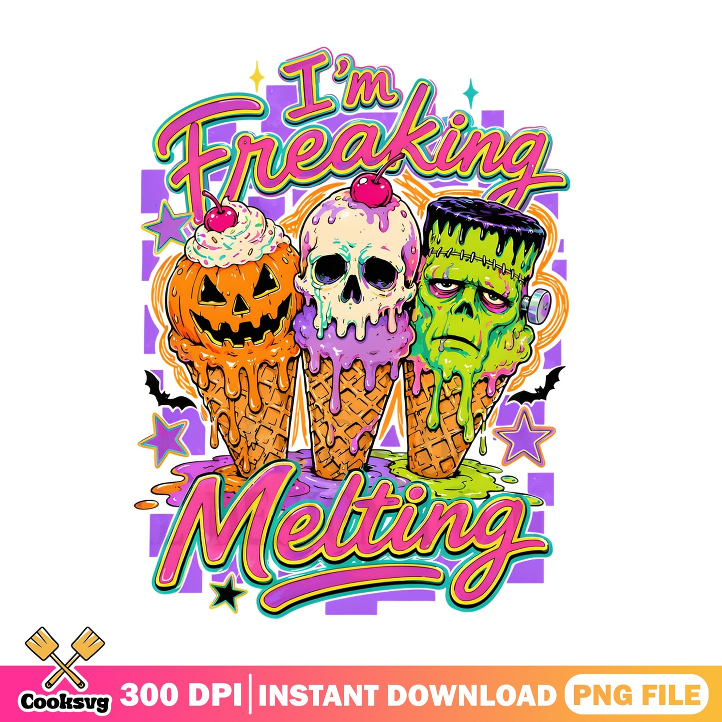 Im Freaking Melting Halloween PNG, Spooky Ice Cream PNG, Halloween PNG