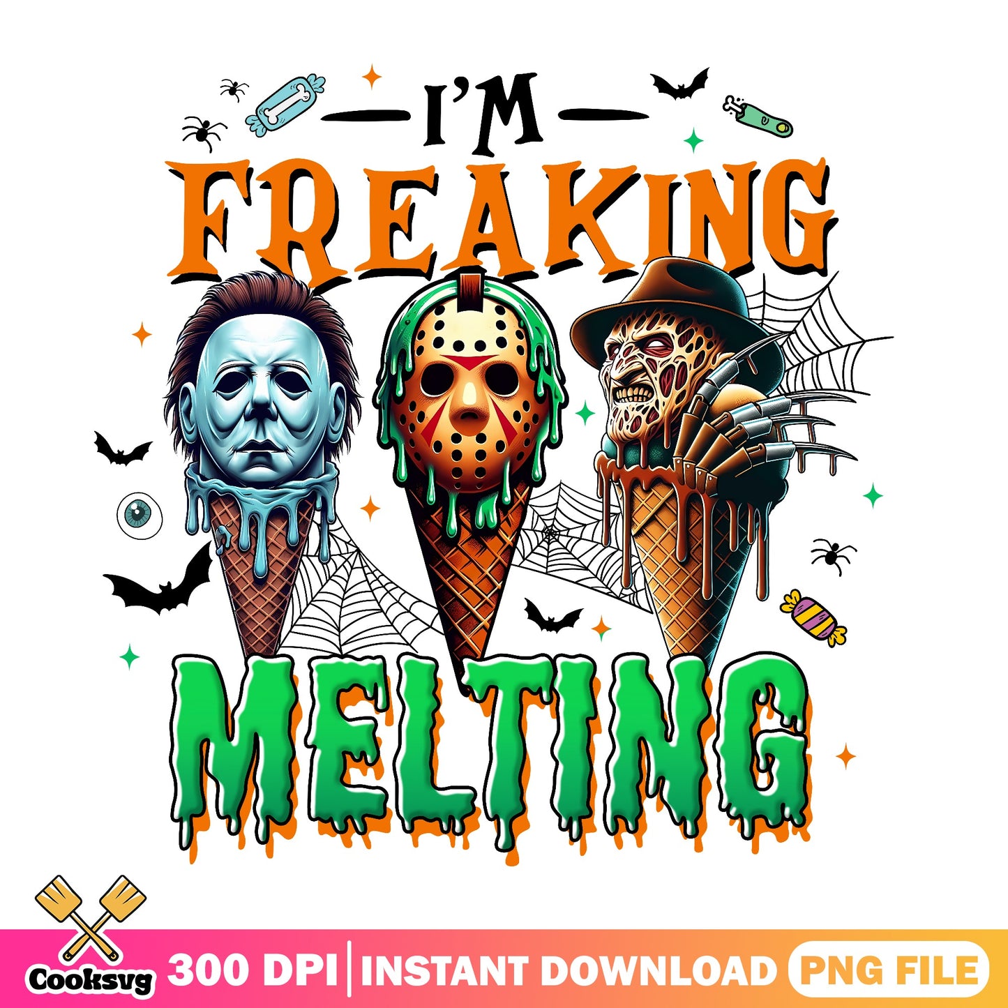 Im Freaking Melting Horror Characters PNG, Halloween PNG, Horror Movie PNG