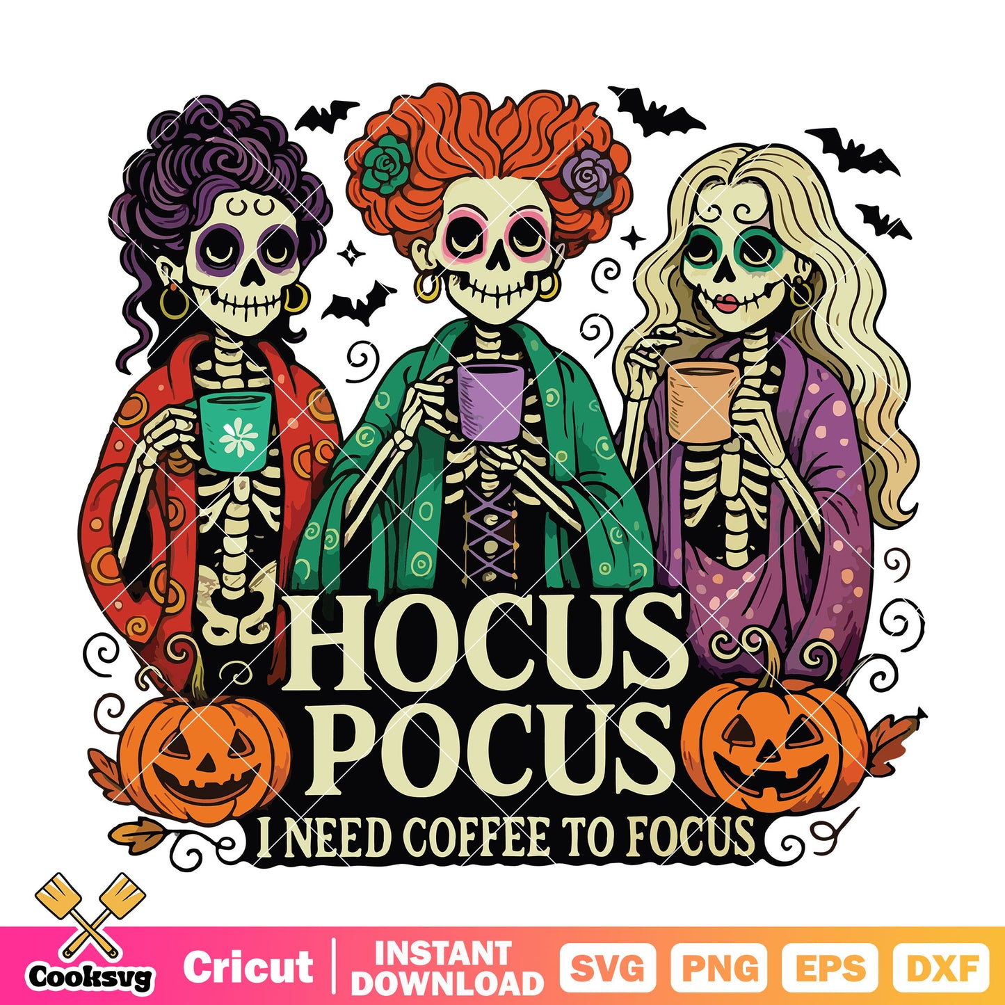 I need coffee to focus svg, halloween coffee svg, hocus pocus svg