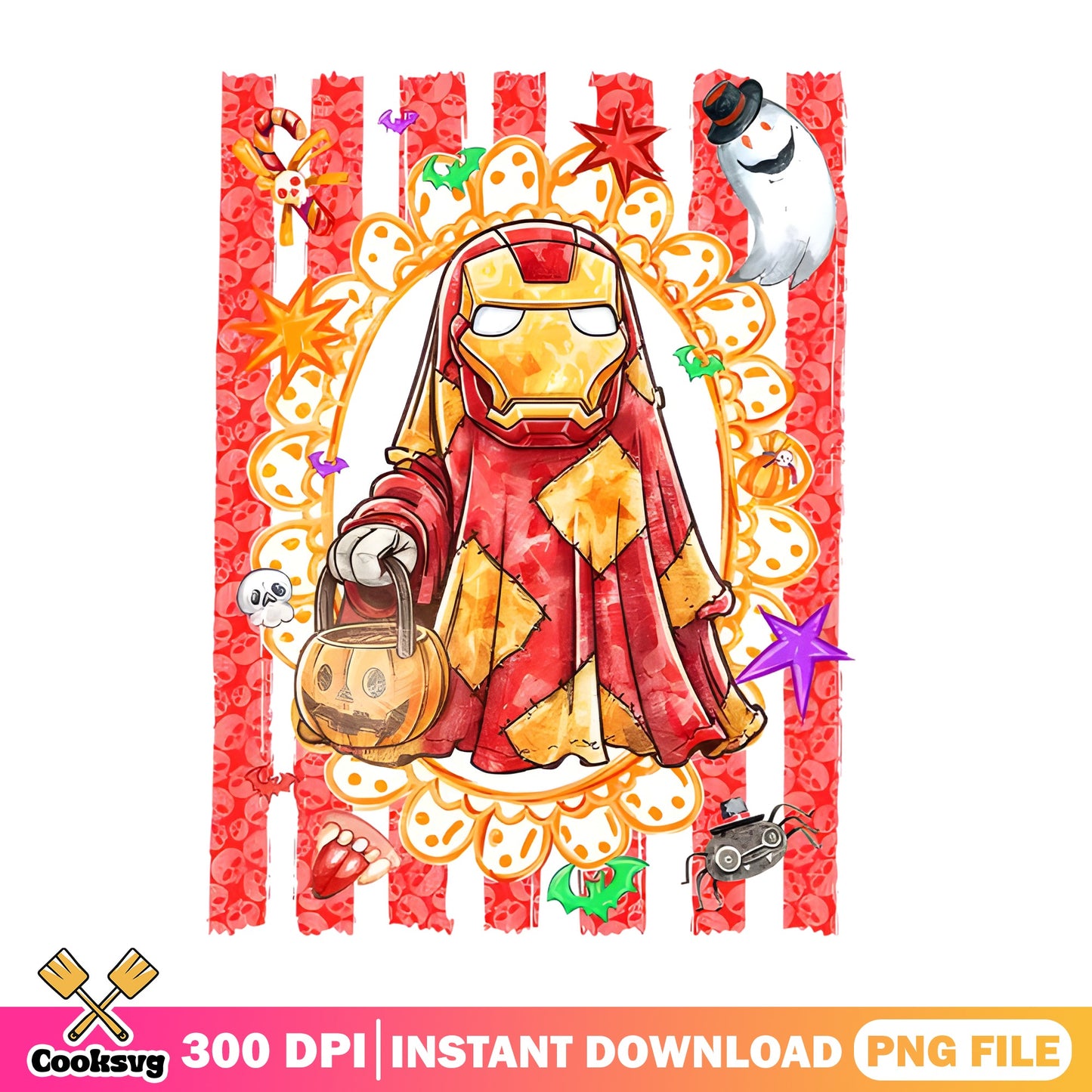 Iron Man Halloween Ghost PNG, Marvel Halloween PNG, Trick Or Treat PNG