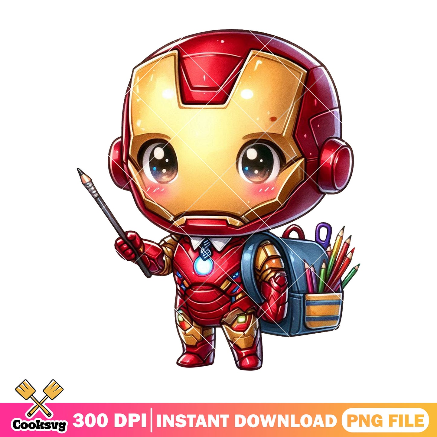 Iron man standing png, iron man chibi png, back to school idea png