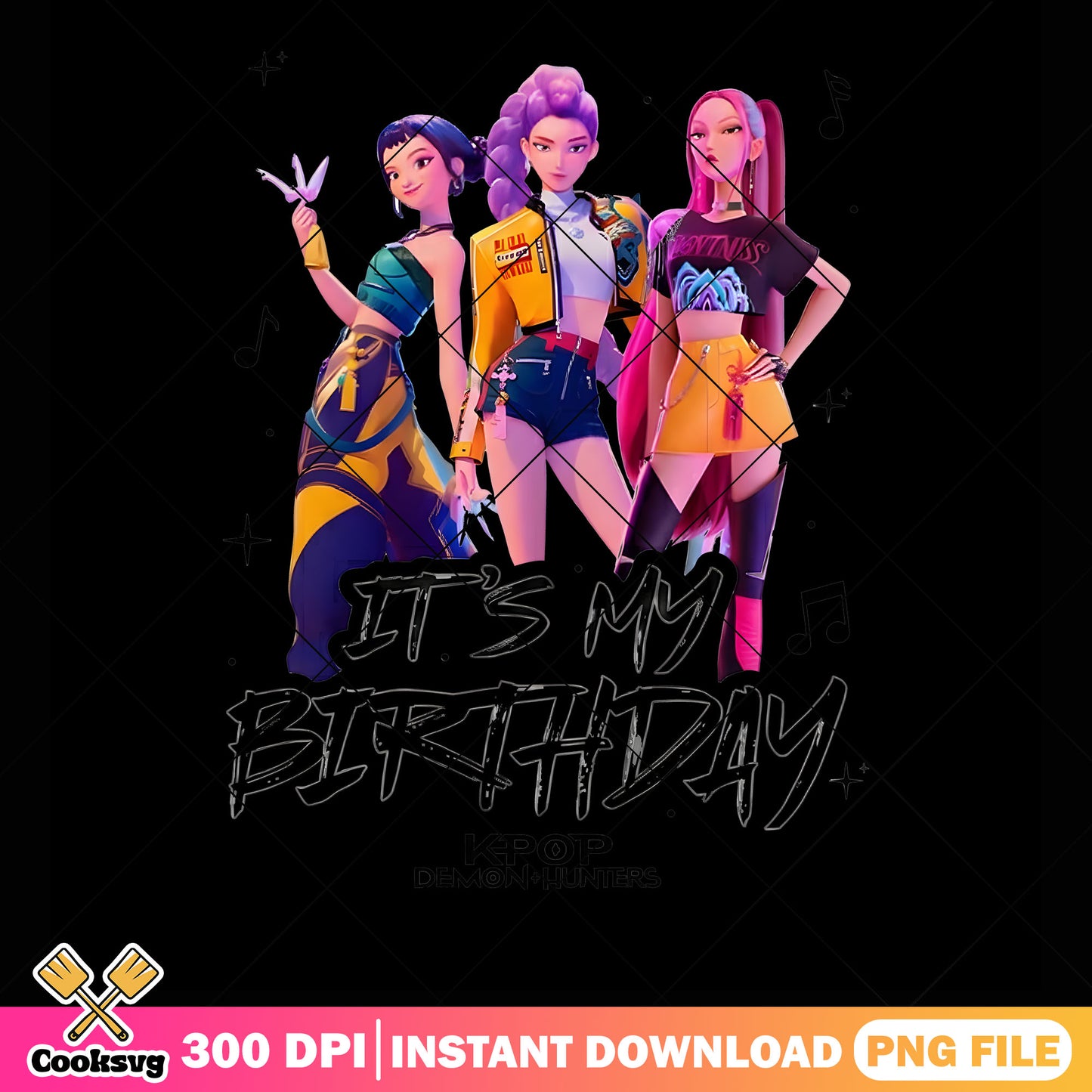Its my birthday huntrix png, kpop birthday png, huntrix song png