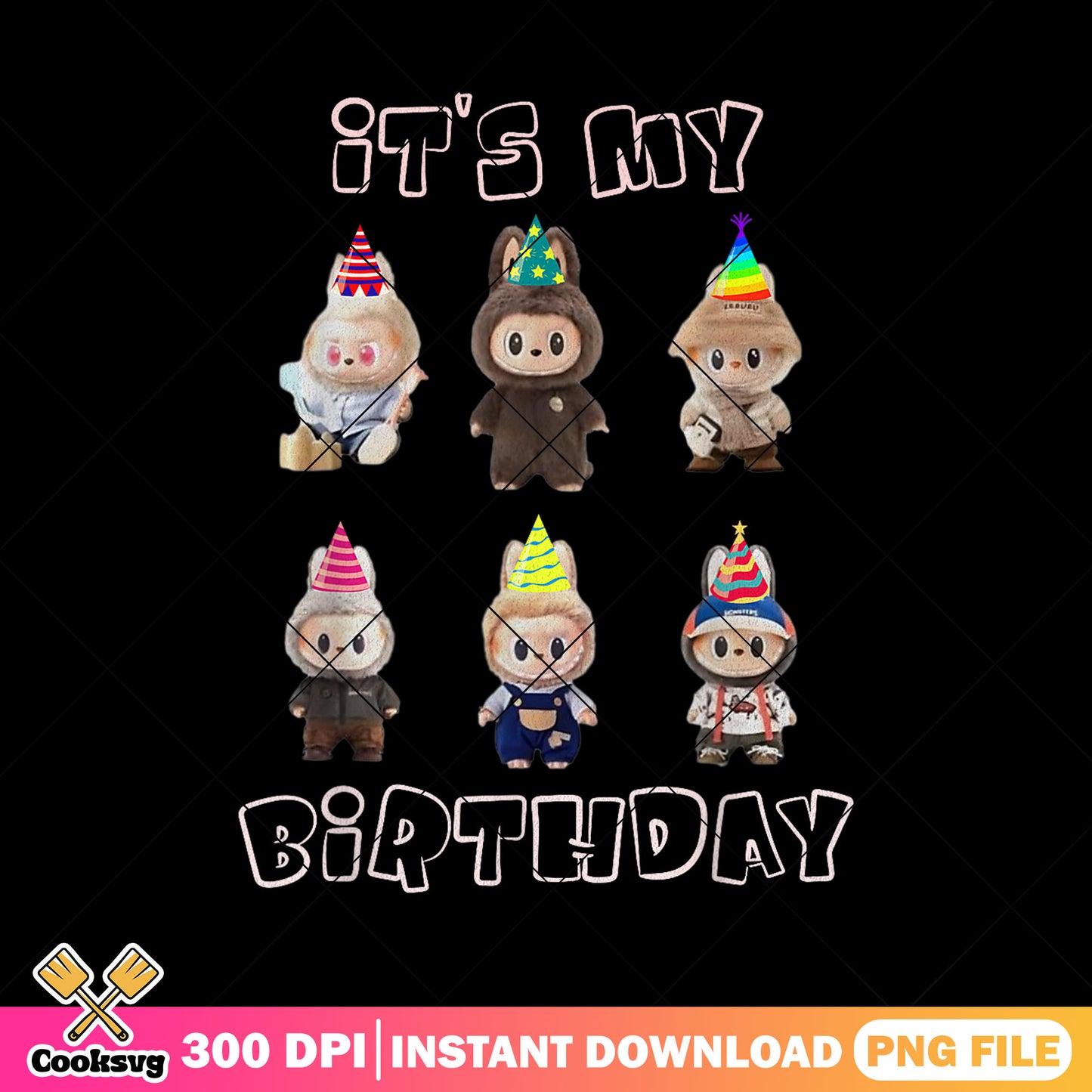 Its my birthday labubu doll png, labubu dolls png, labubu cute png