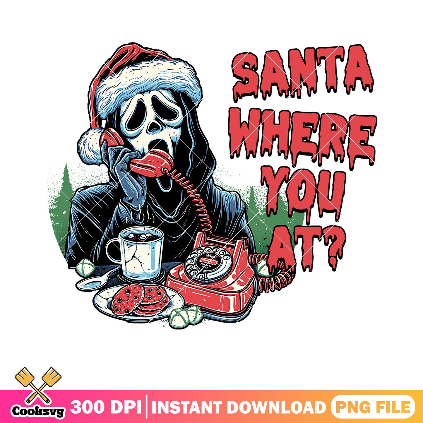 I will kill you santa claus png, christmas costume png, ghost face png