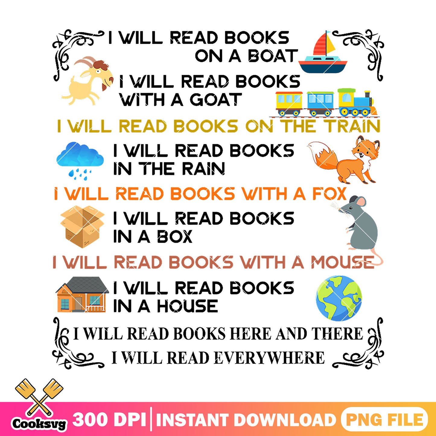 I will read books design png, back to school decor png, colors font png