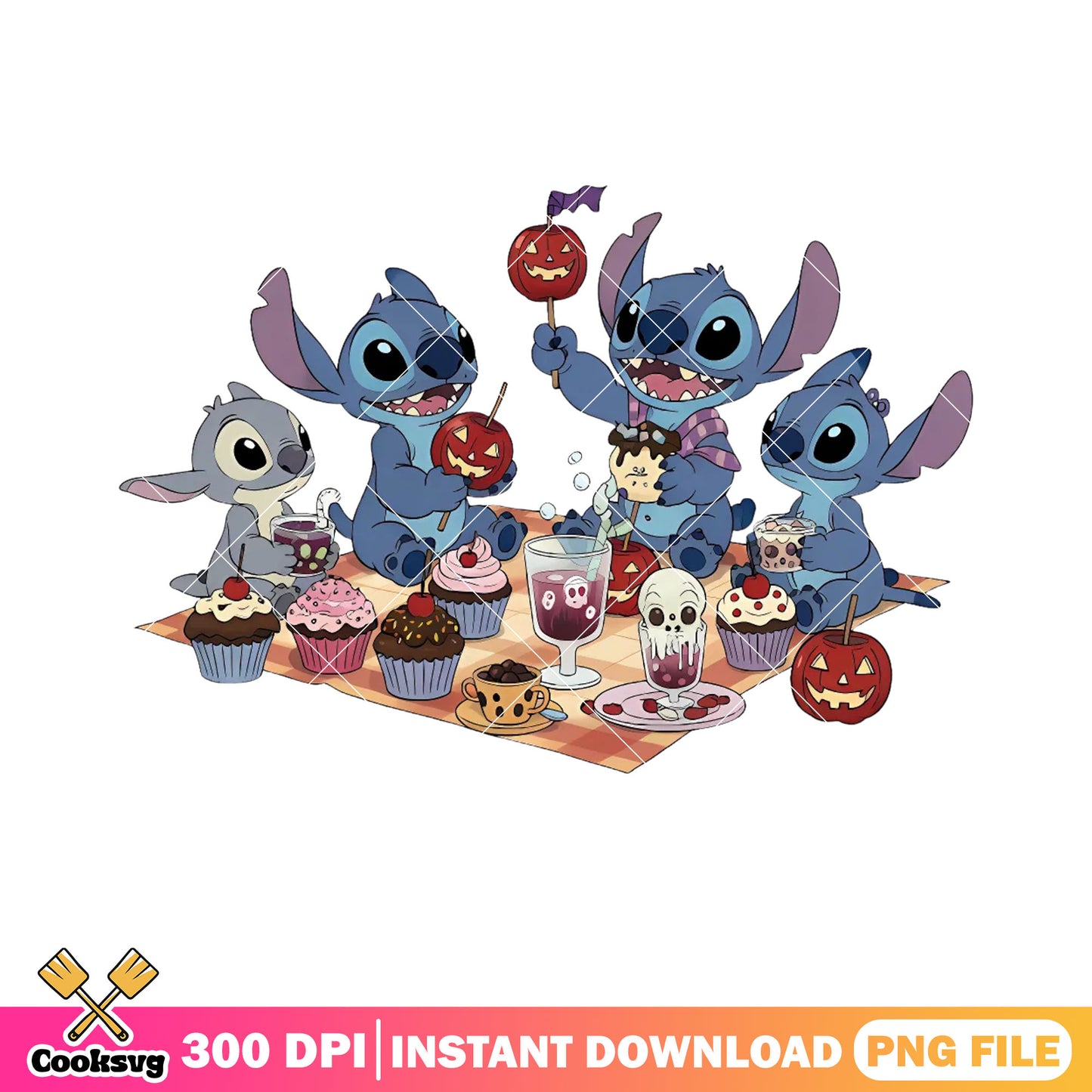Jack o lantern candy png, stitch family png, happy halloween png