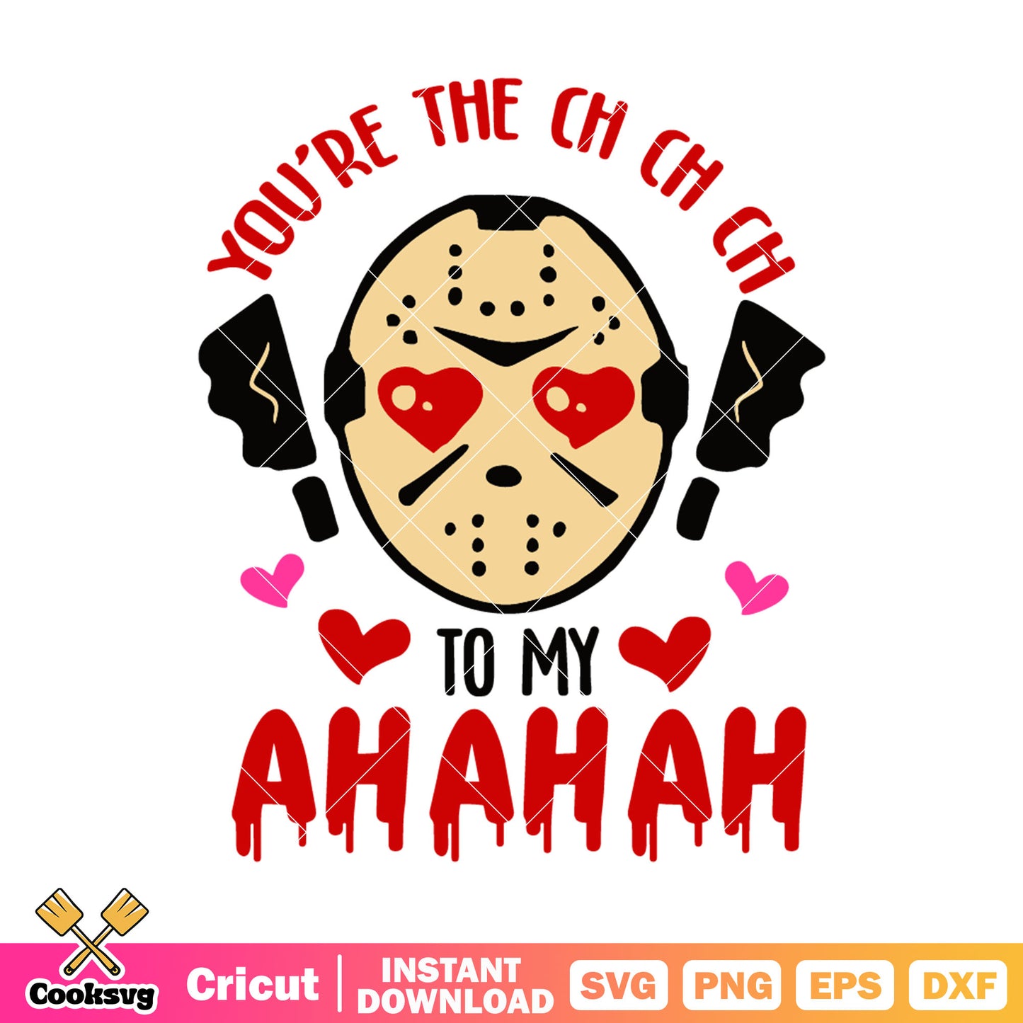 Jason Voorhees mask valentine svg, valentine horror svg