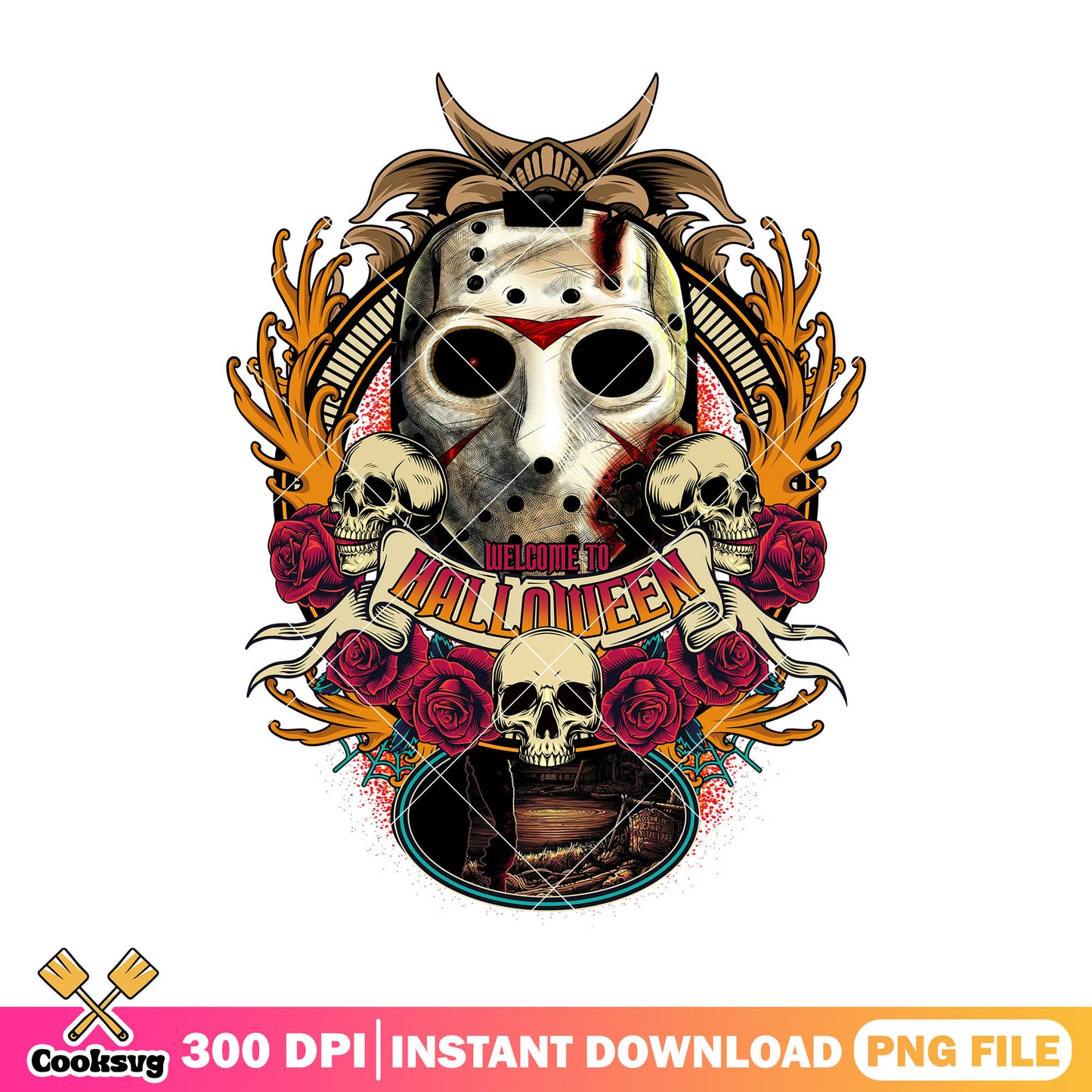 Jason design for halloween png, halloween decor png, horror movies png