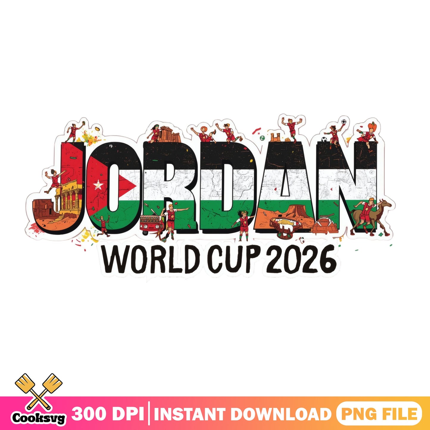 Jordan World Cup 2026 PNG, Jordan Flag Soccer PNG, Football PNG