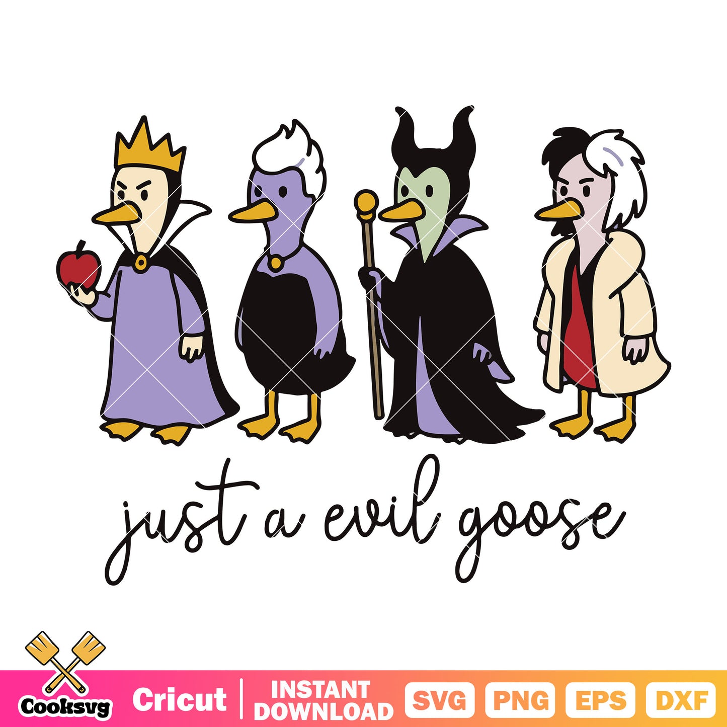 Just a evil goose svg, silly goose svg, disney villain svg