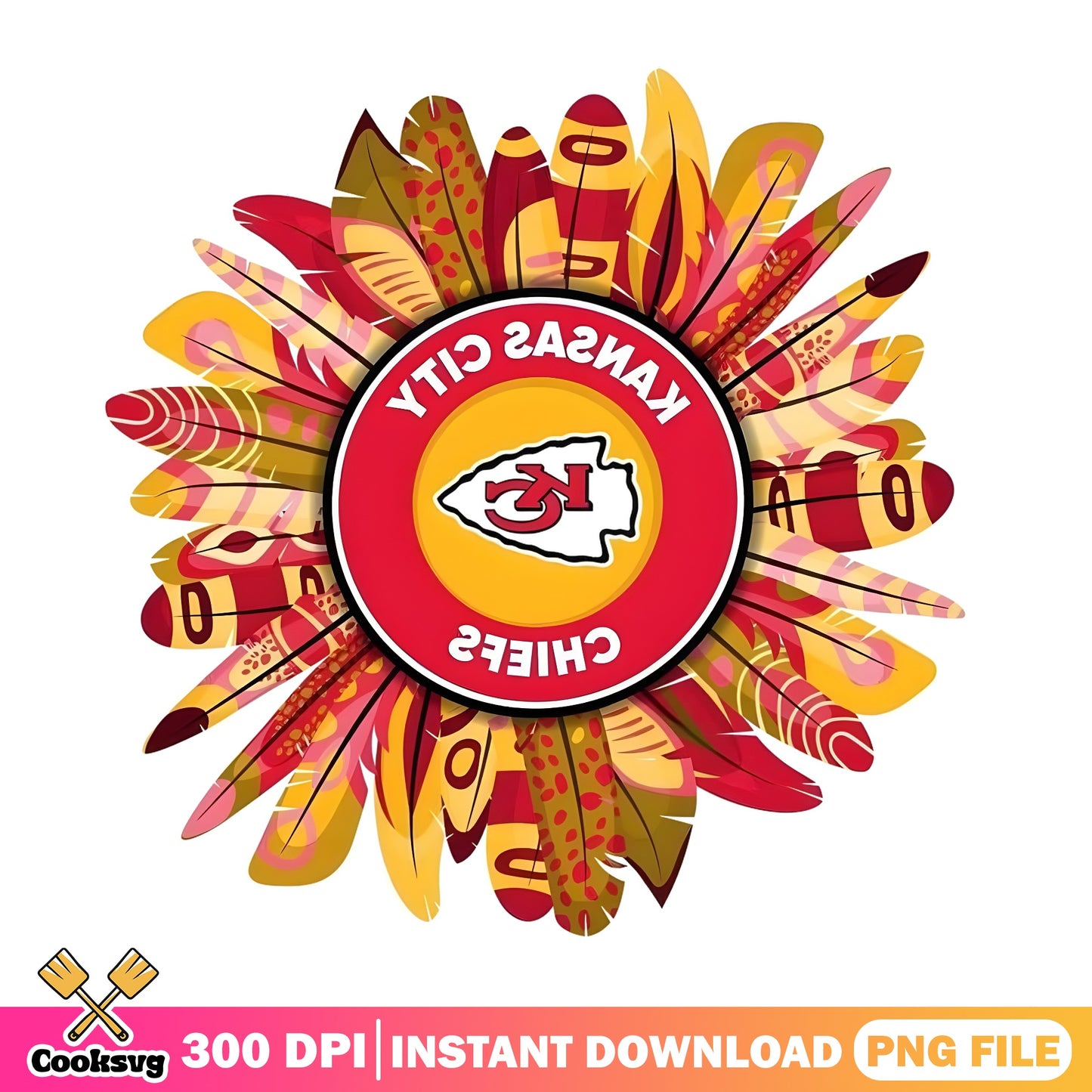 Kansas City Chiefs Sunflower PNG, Chiefs NFL PNG, Football PNG