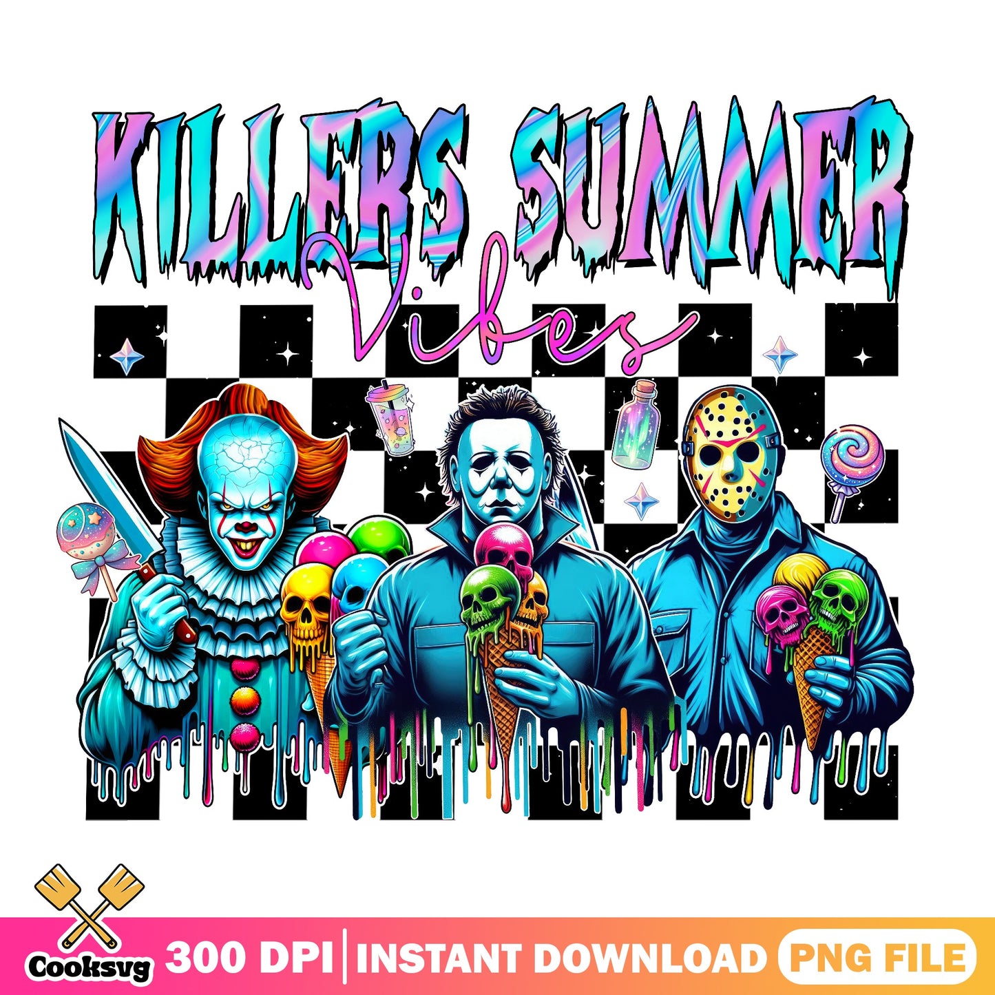 Killers Summer Vibes PNG, Horror Characters Summer, Halloween PNG
